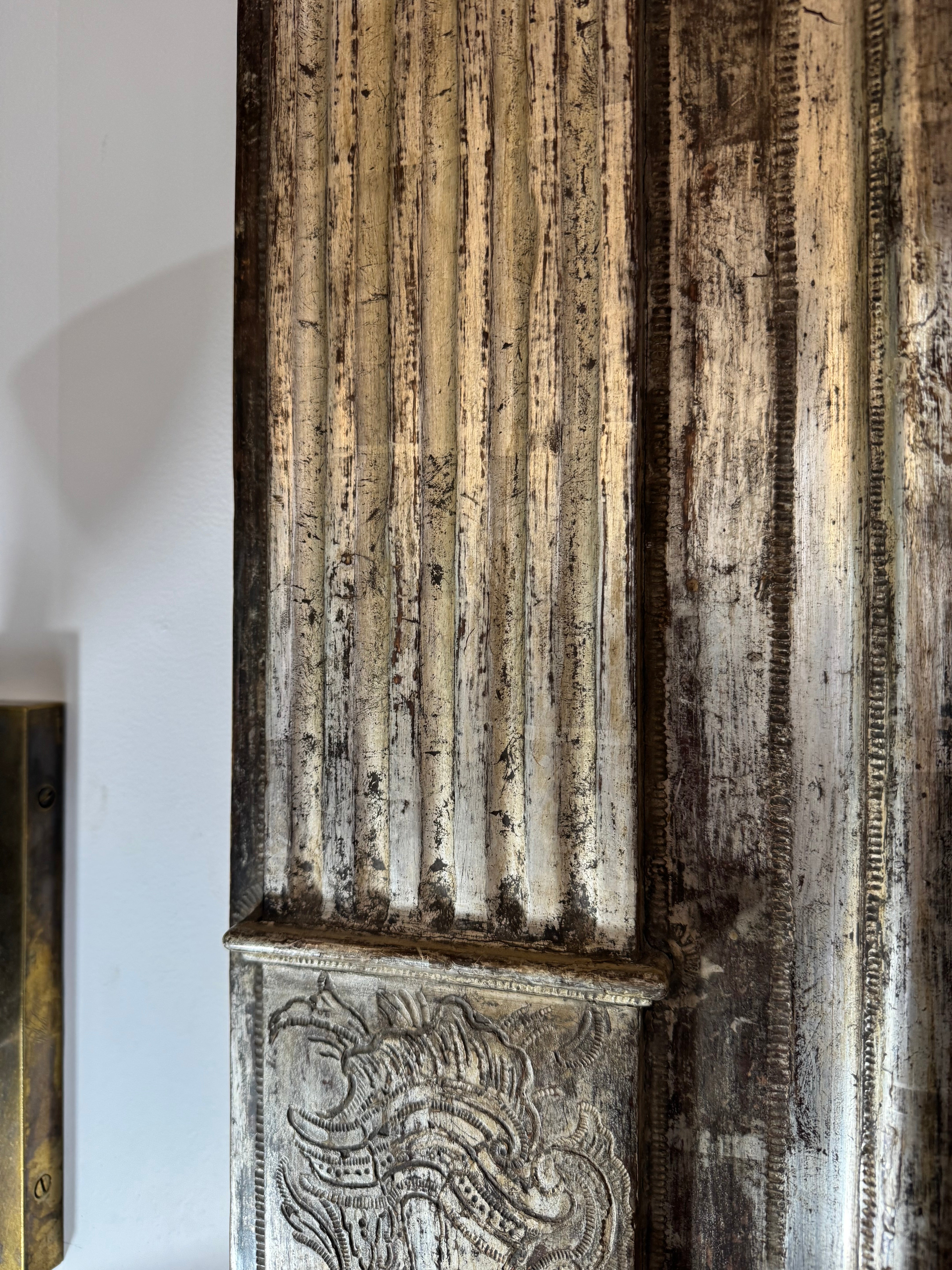 Large 19th Neoclassic Silver Leaf Wood Mirror
