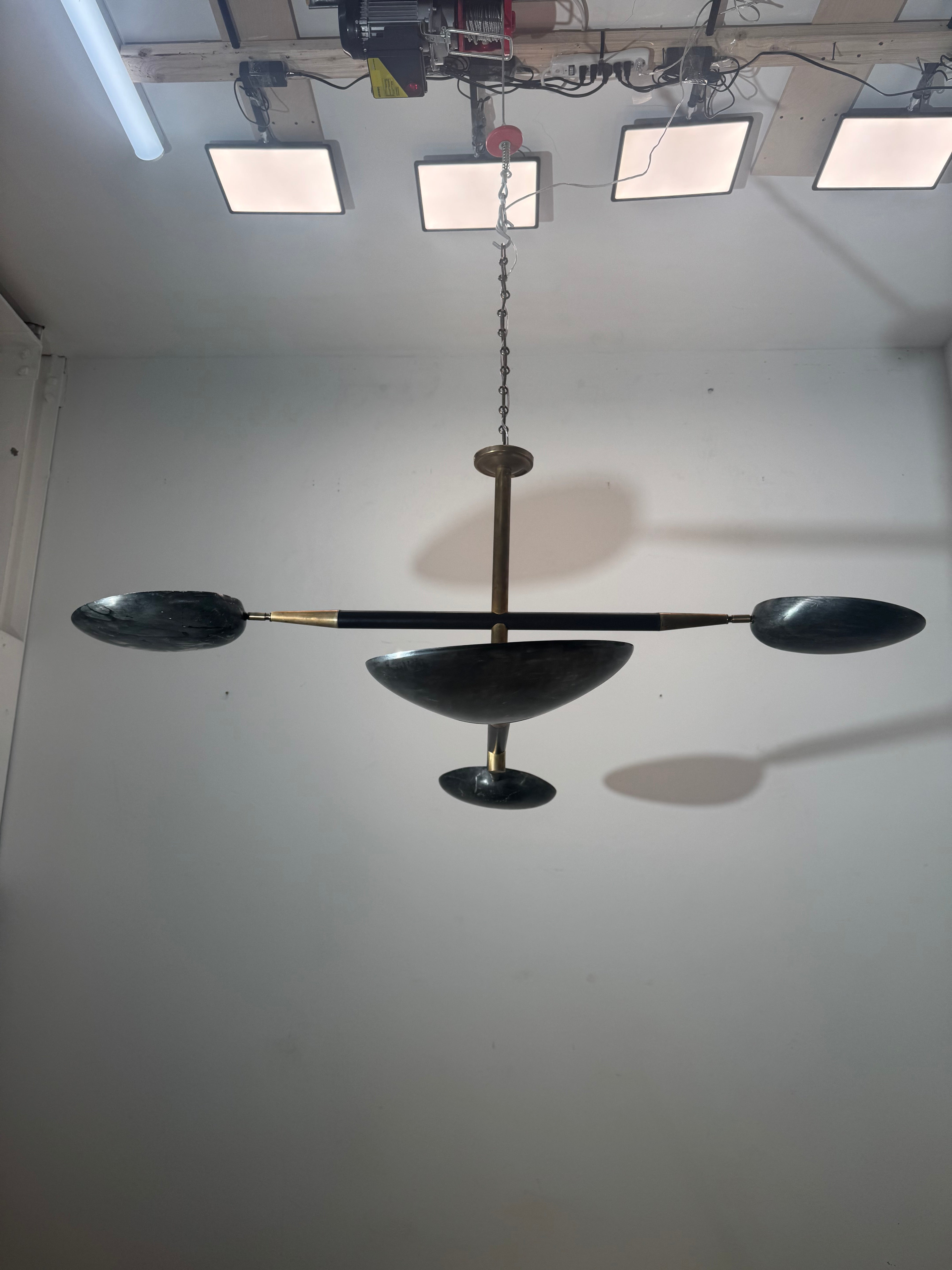 Lucca Studio Renata Chandelier in Leather & Bronze