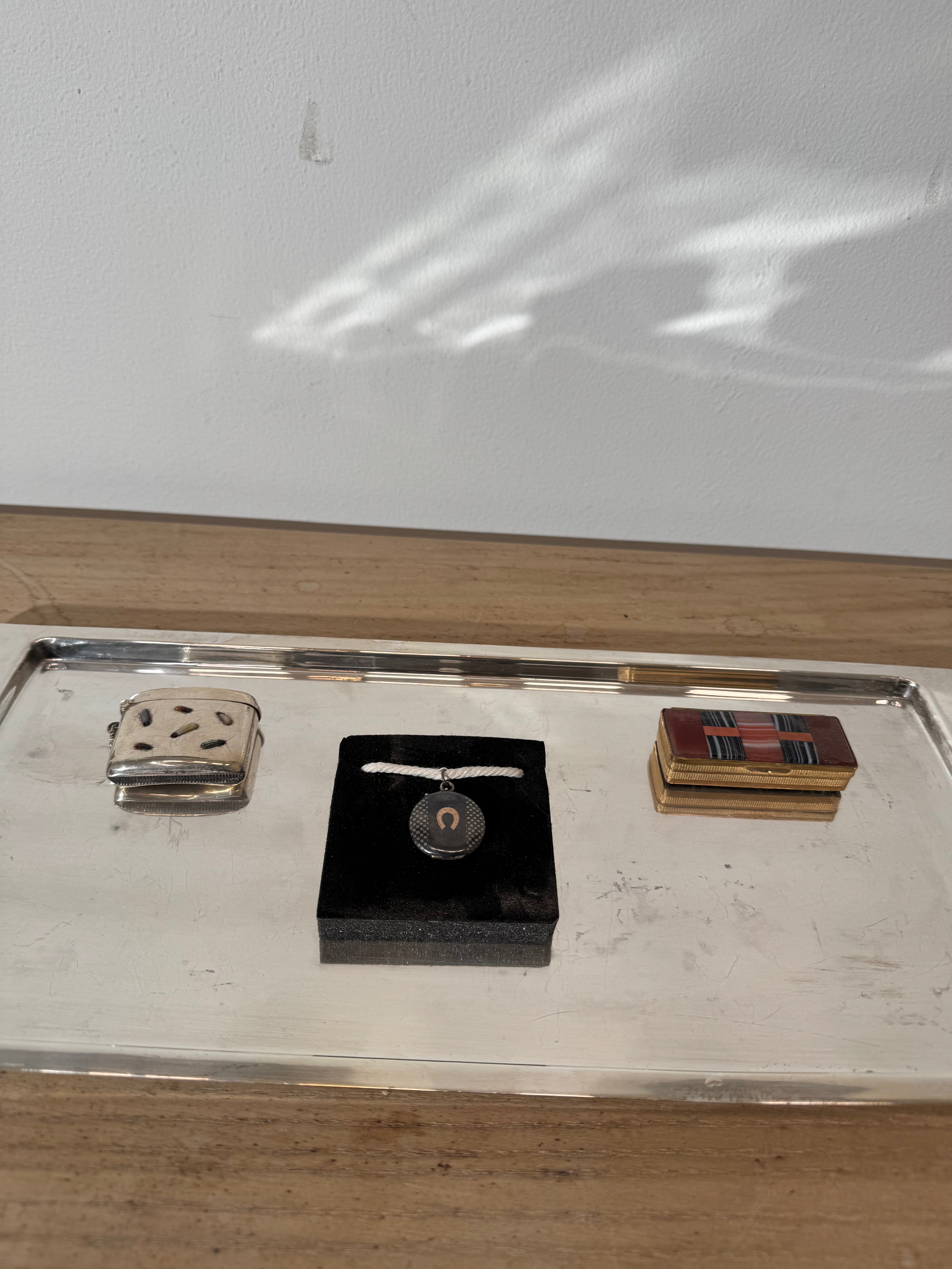 Antique Sterling Silver Niello Horseshoe Locket