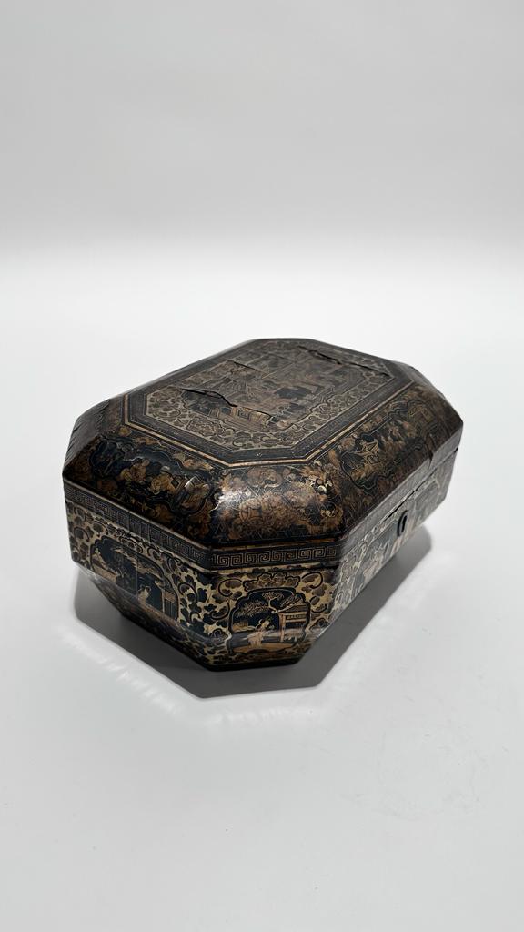 19th Century Black Chinoiserie Box