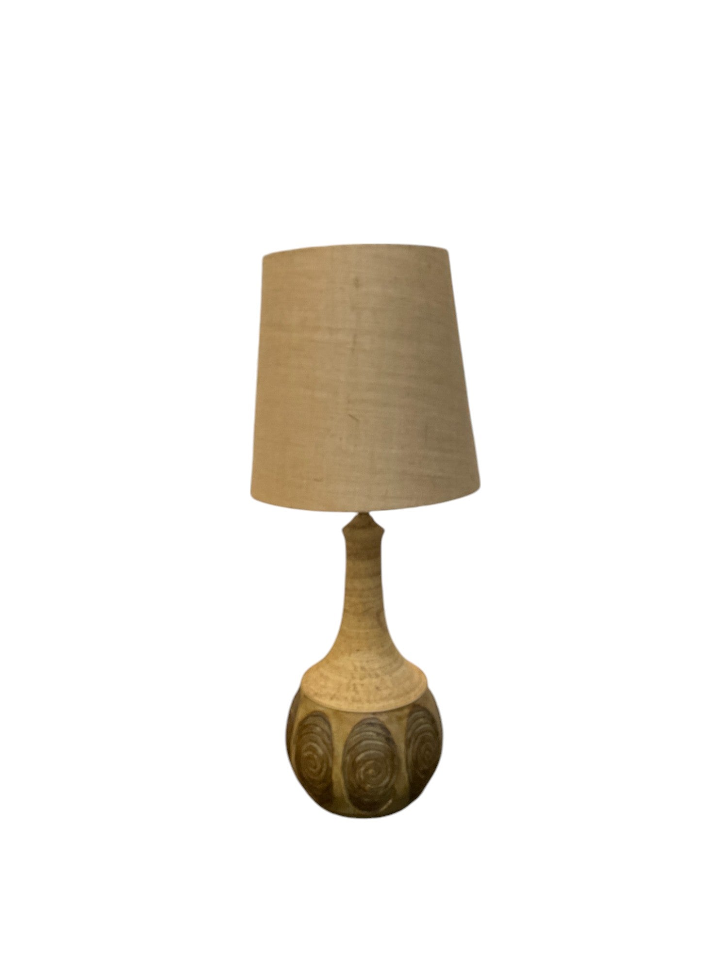 Vintage Danish Ceramic Lamp with Custom Burlap Shade