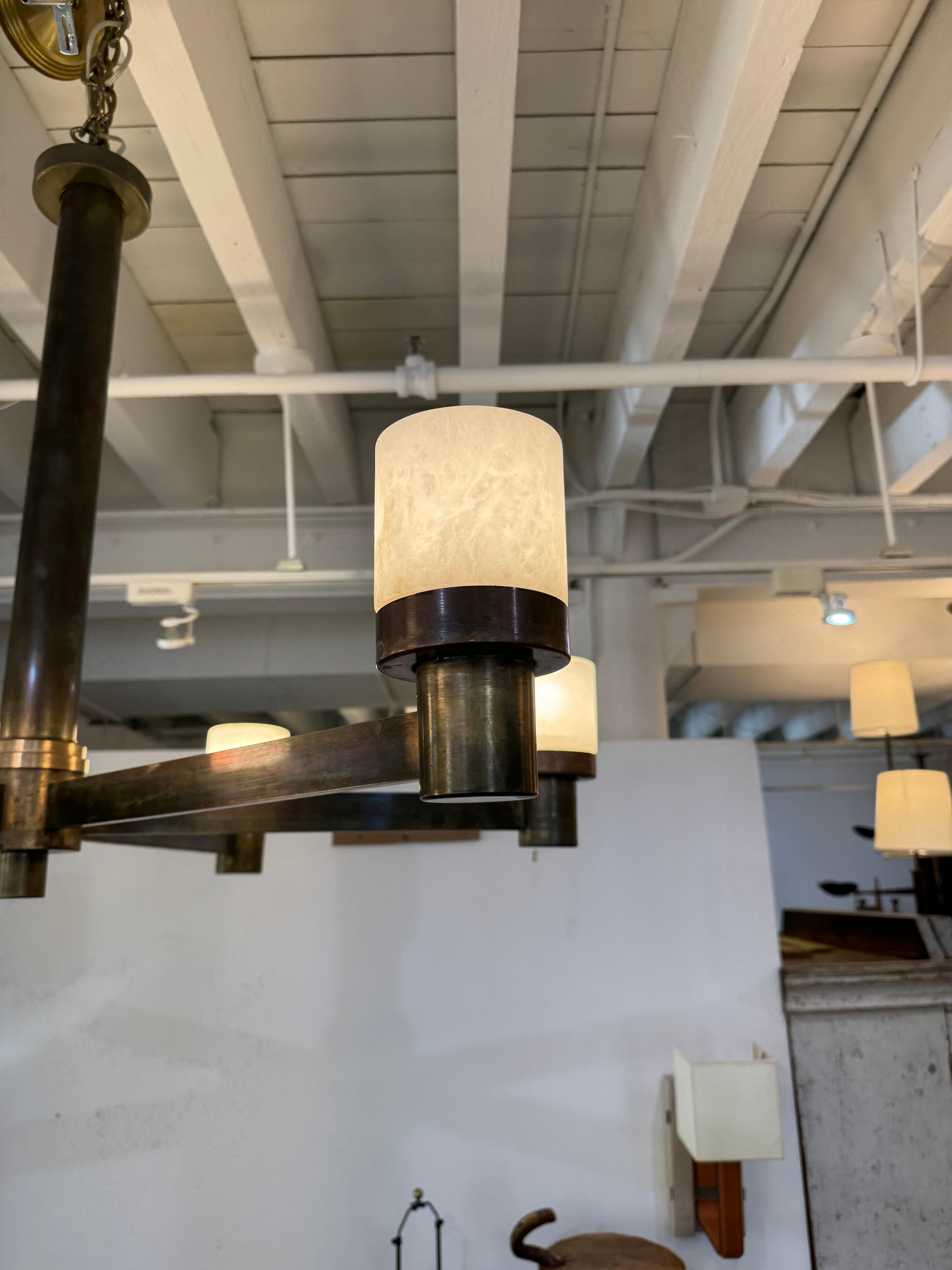 Limited Edition Bette Solid Bronze & Alabaster Chandelier