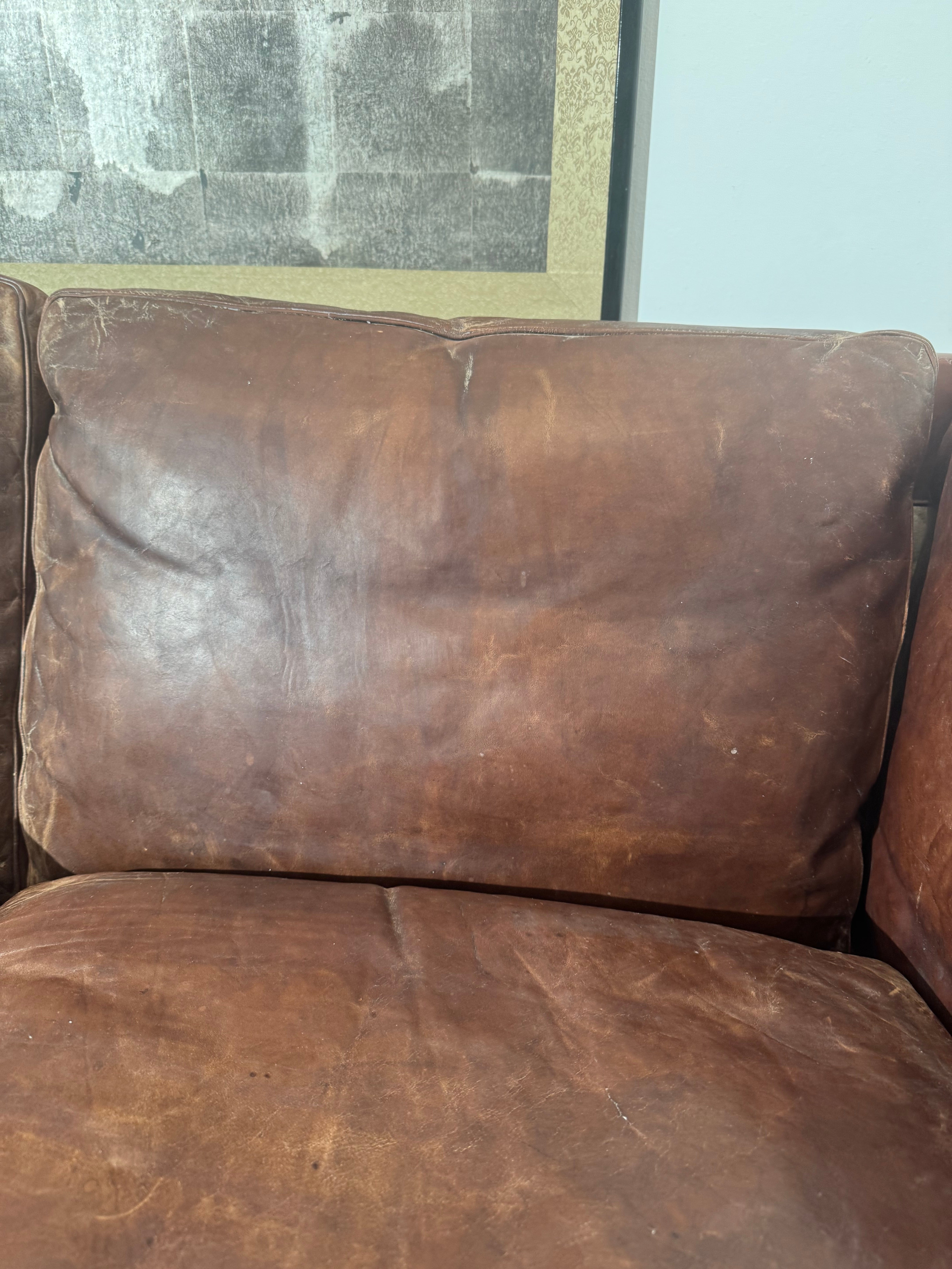 Danish Chocolate Brown Leather Sofa