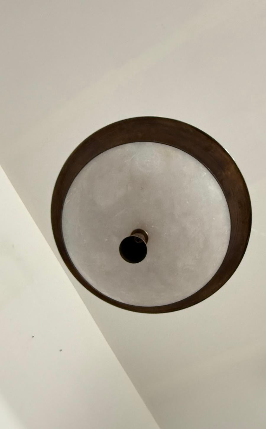 Limited Edition Antique Italian Alabaster and Modern Bronze Chandelier