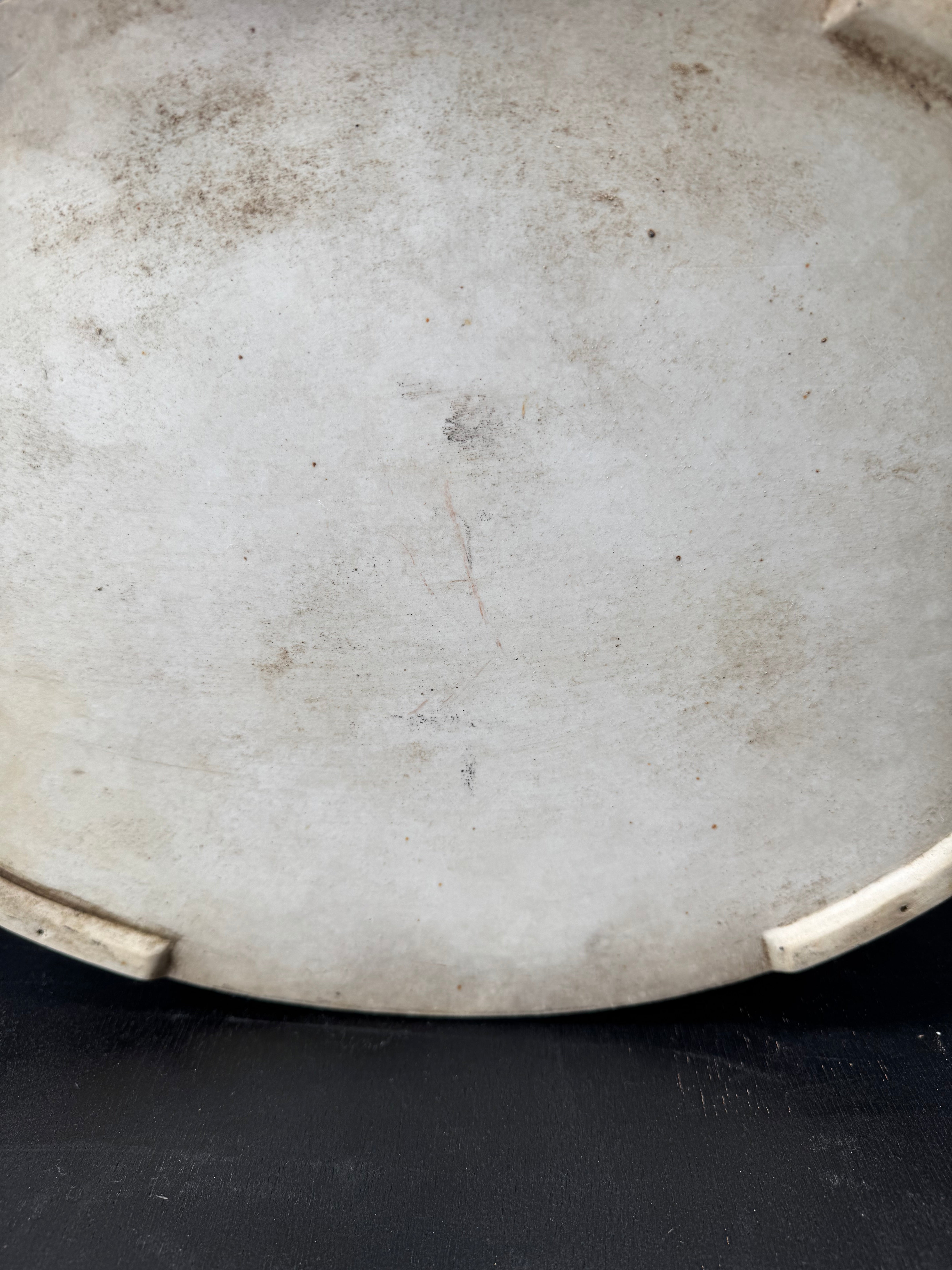 Vintage Japanese Ivory Color Glaze Ceramic Platter
