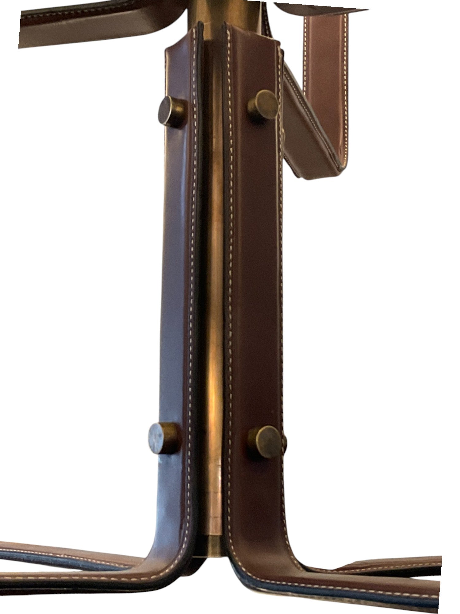 Lucca Studio Serge of Bronze and Leather Chandelier With Linen Shades