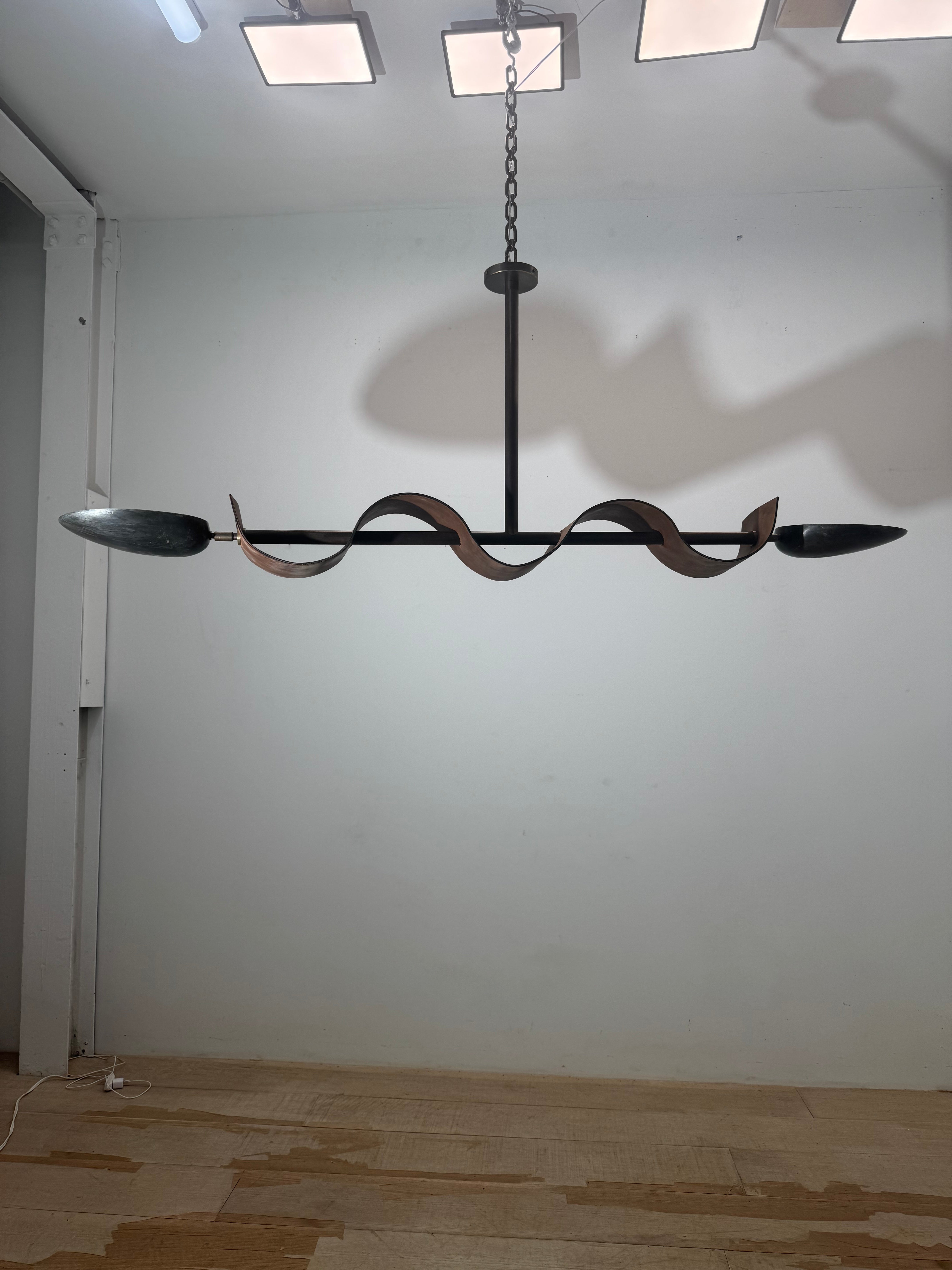 Lucca Studio Parker Leather and Bronze Chandelier