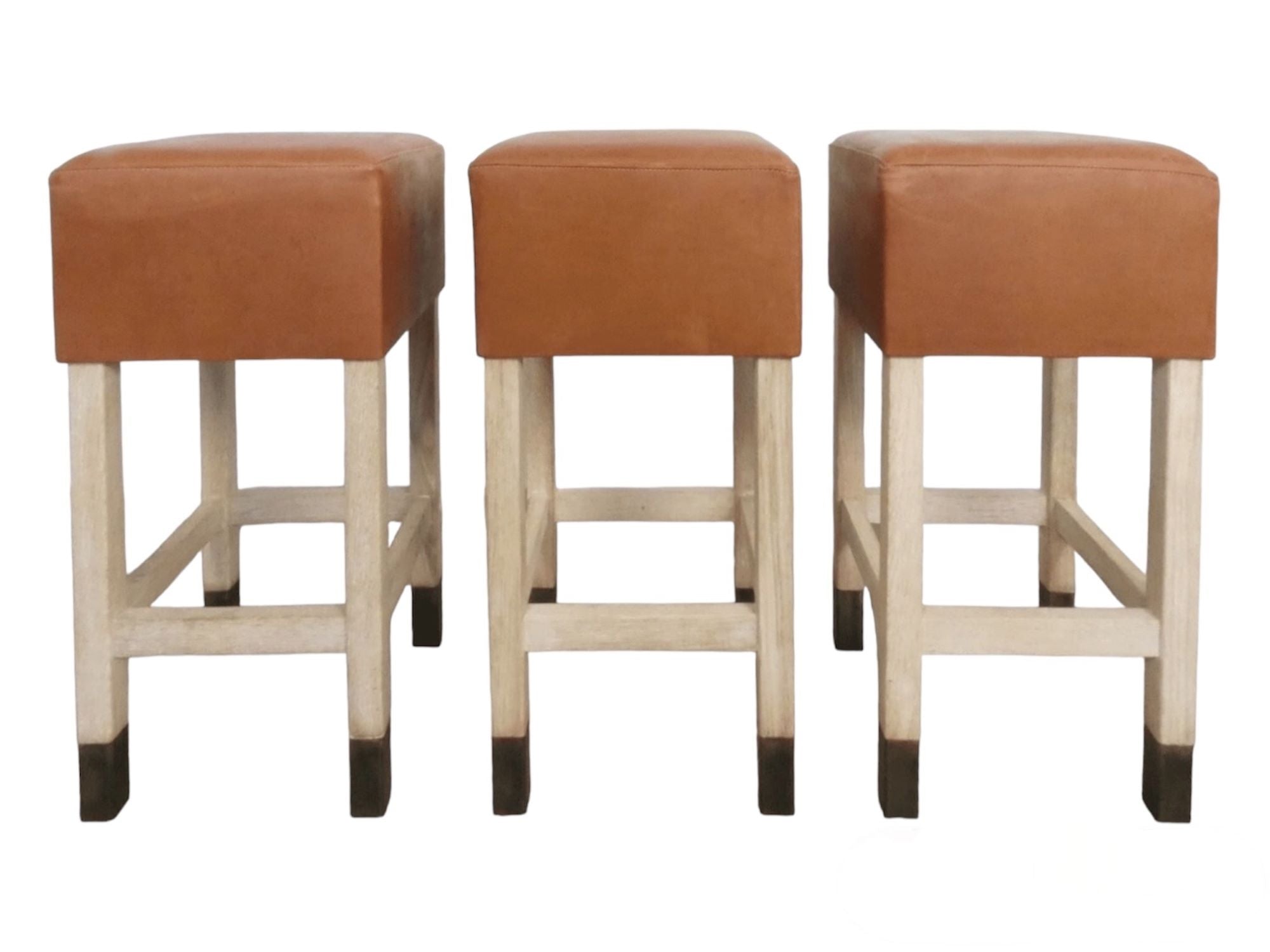 Lucca Studio Set of (3) Percy Saddle
Leather and Oak Stools