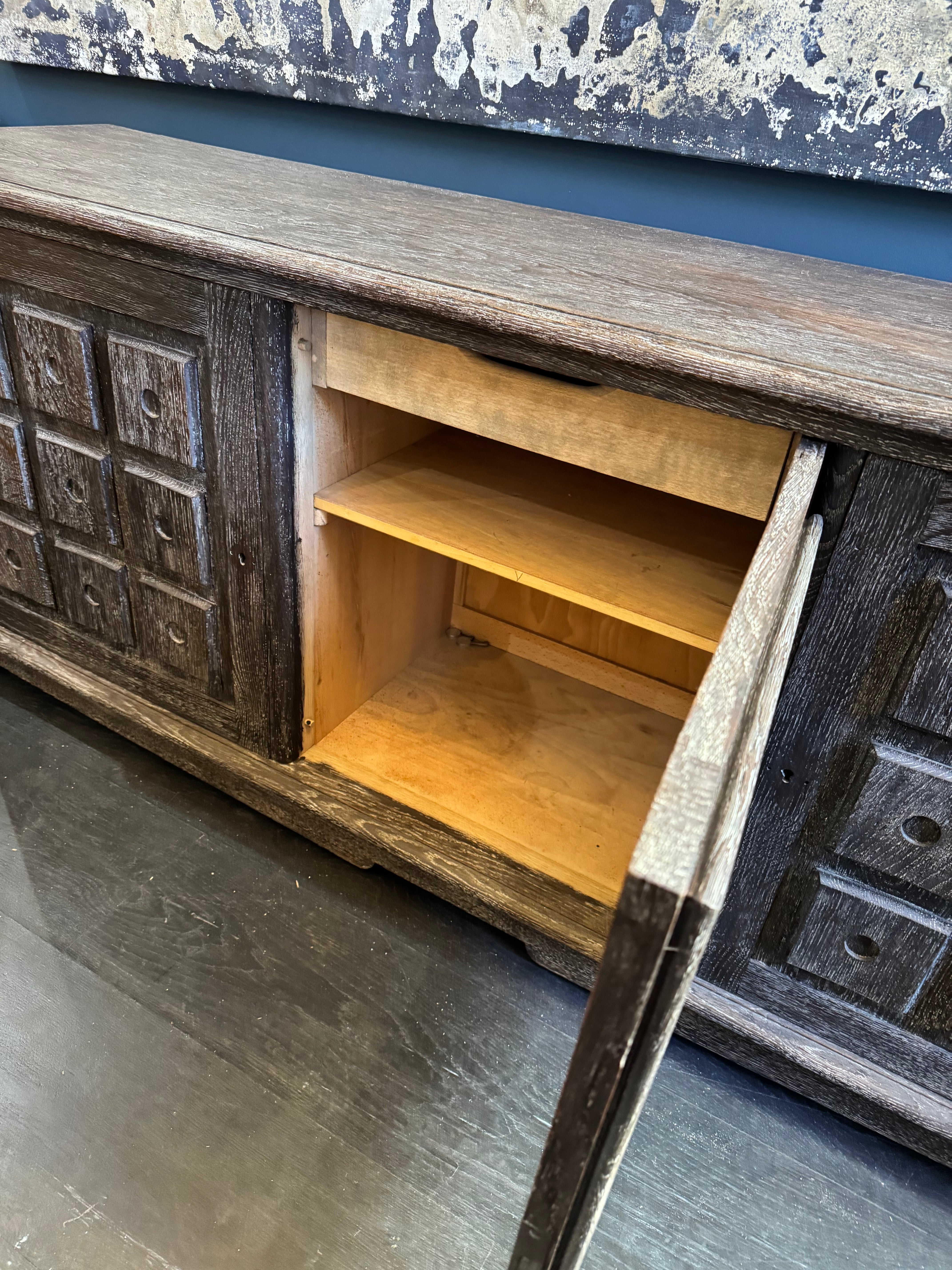French 1940's Grey Cerused Oak Sideboard