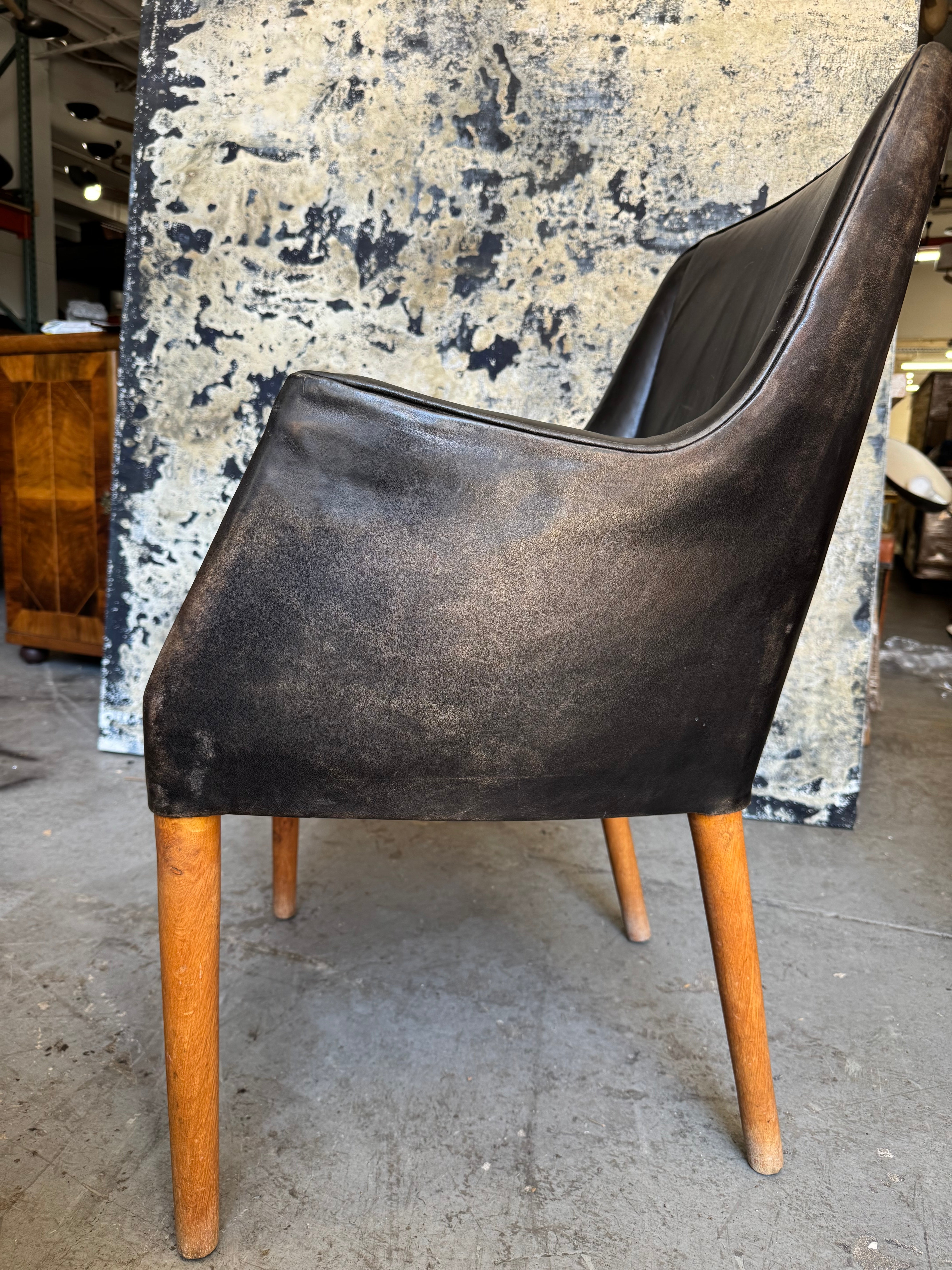 Single Danish Leather Arm Chair