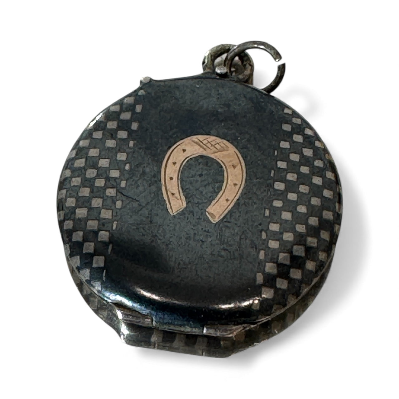 Antique Sterling Silver Niello Horseshoe Locket