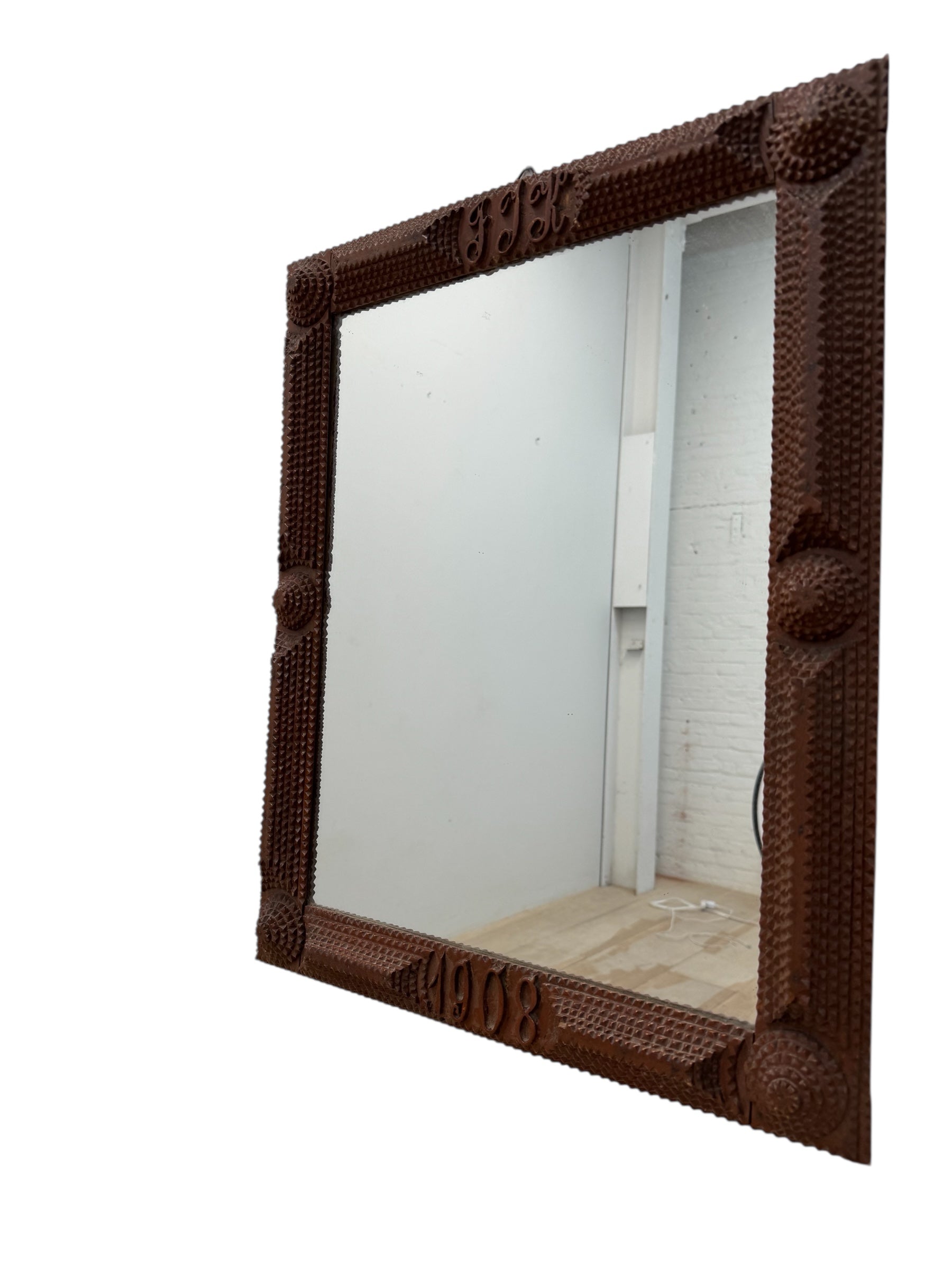 English 19c "tramp art" Mirror