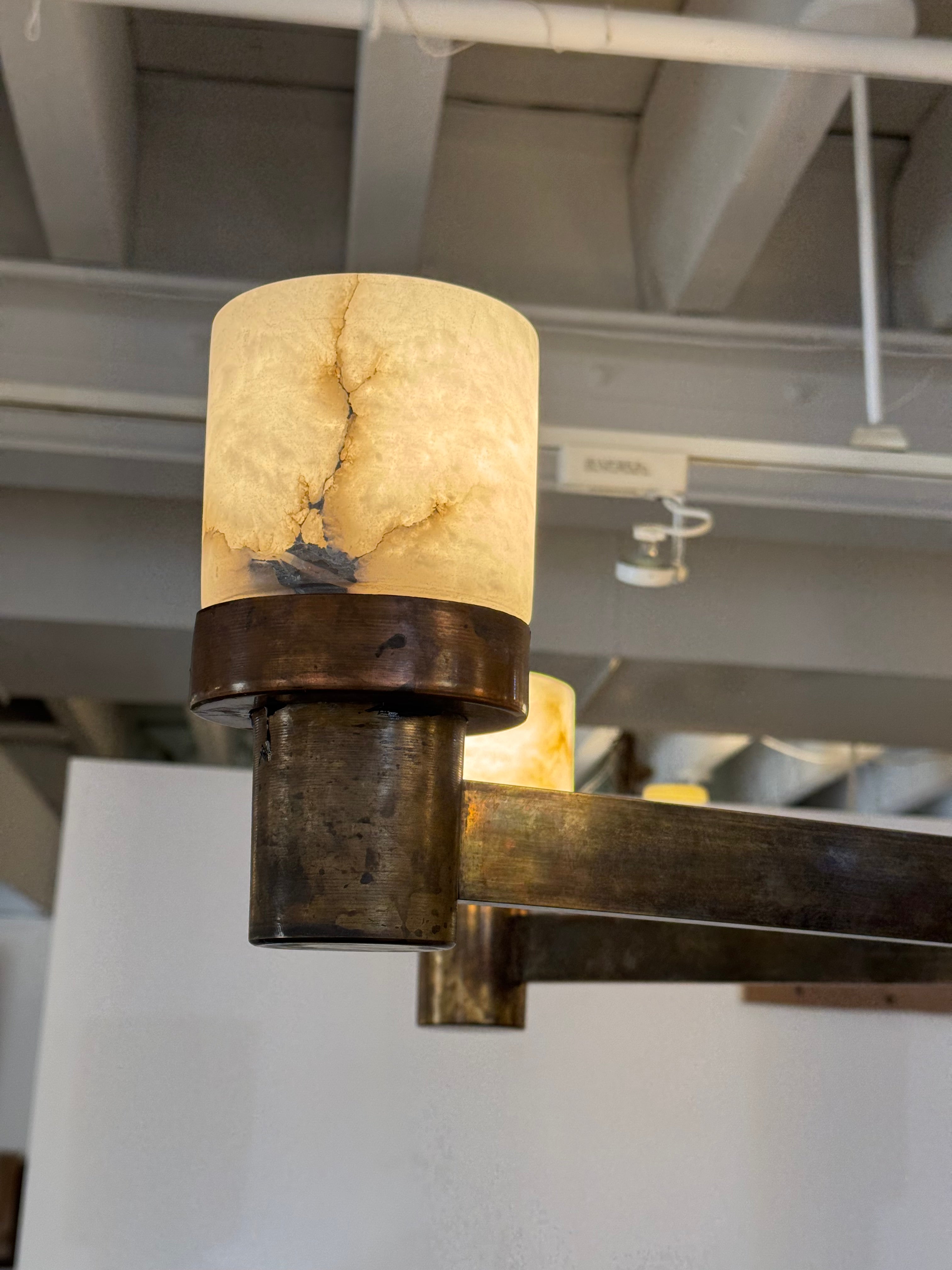 Limited Edition Bette Solid Bronze & Alabaster Chandelier