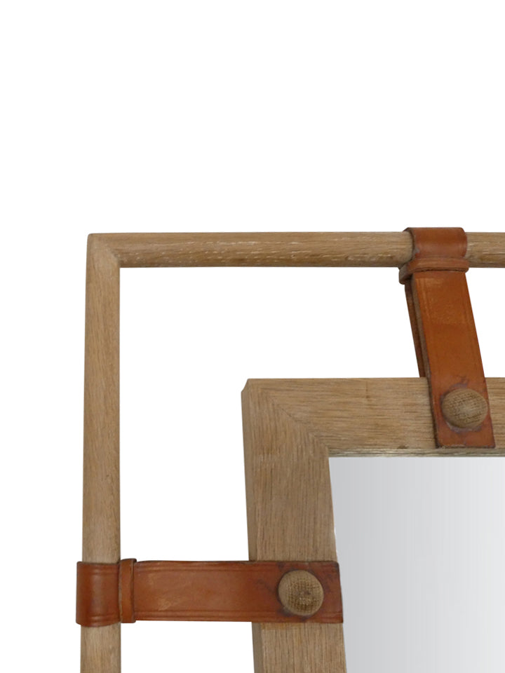 Lucca Studio Donovan Oak and Saddle Leather Mirror