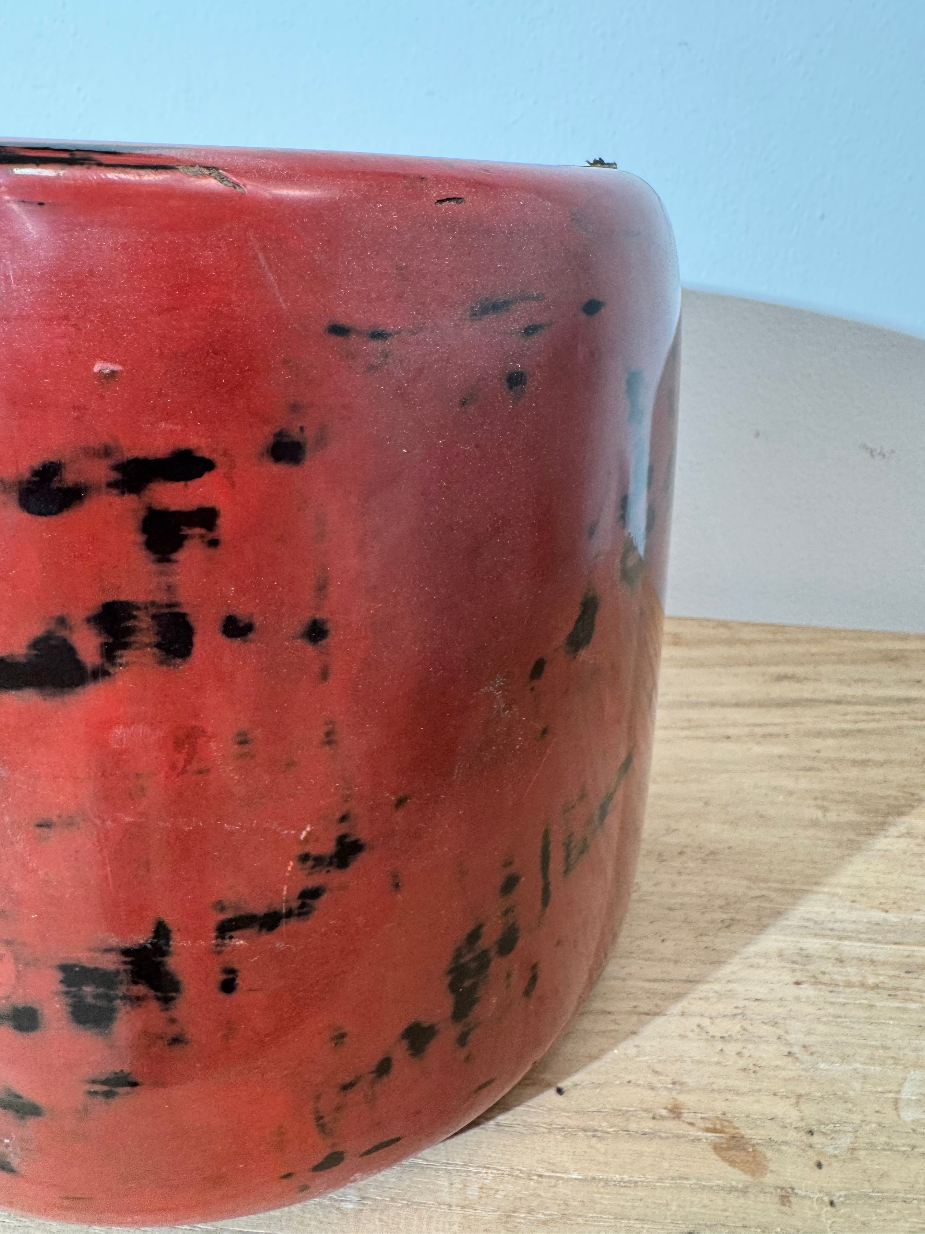 Vintage Japanese Red & Black Lacquerware Pot