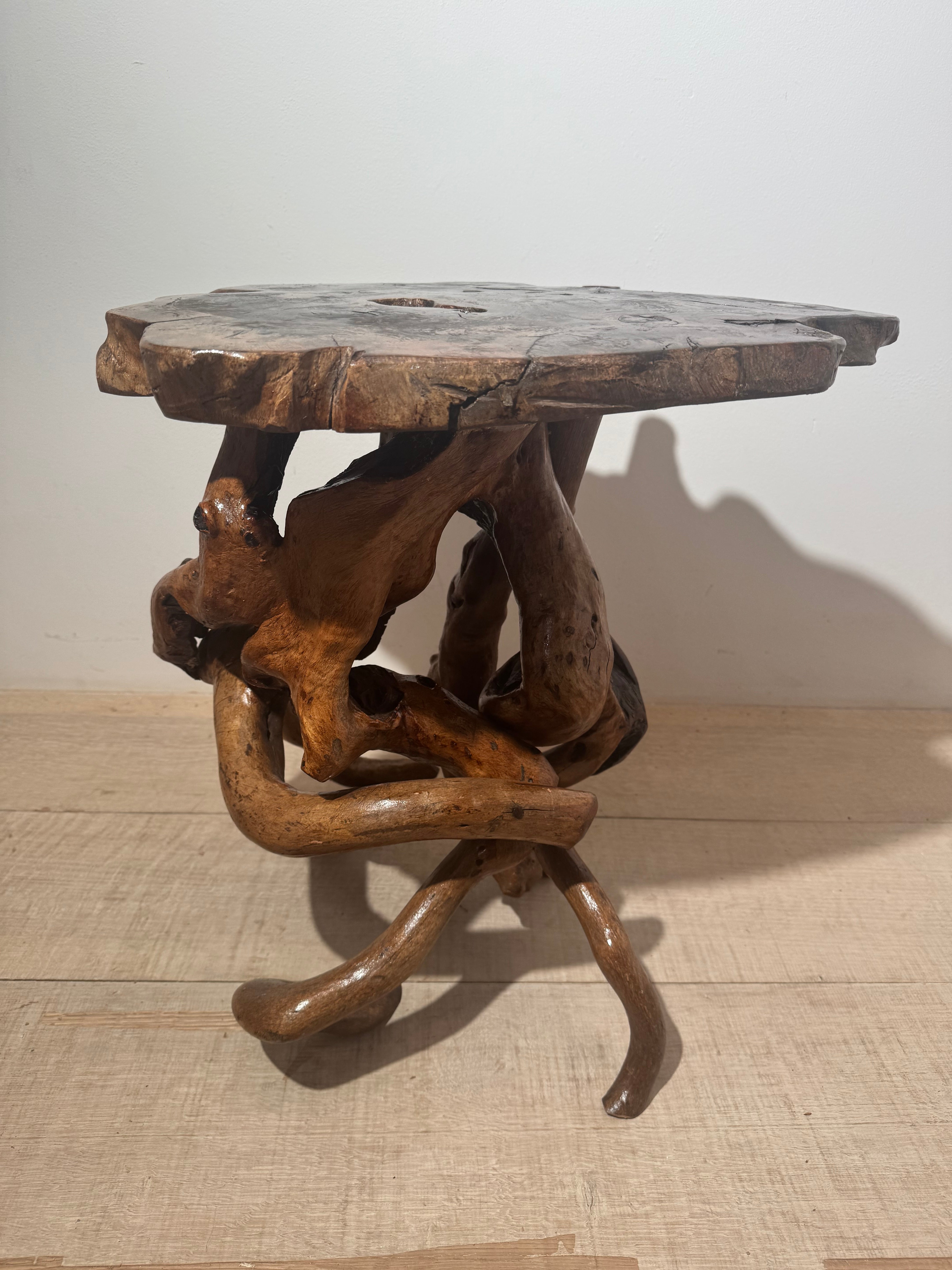 French Vintage Burl Root Side Table