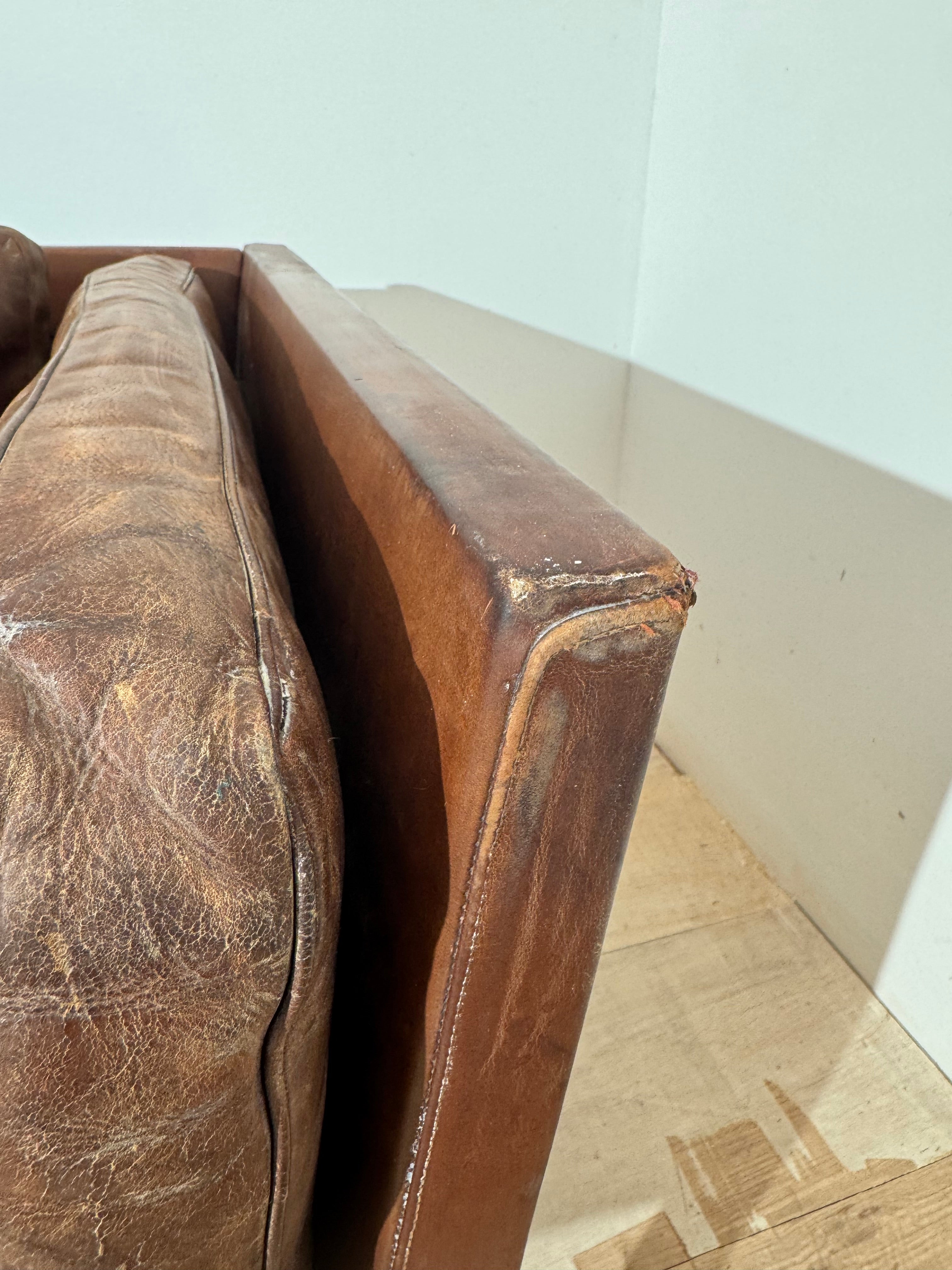 Danish Chocolate Brown Leather Sofa