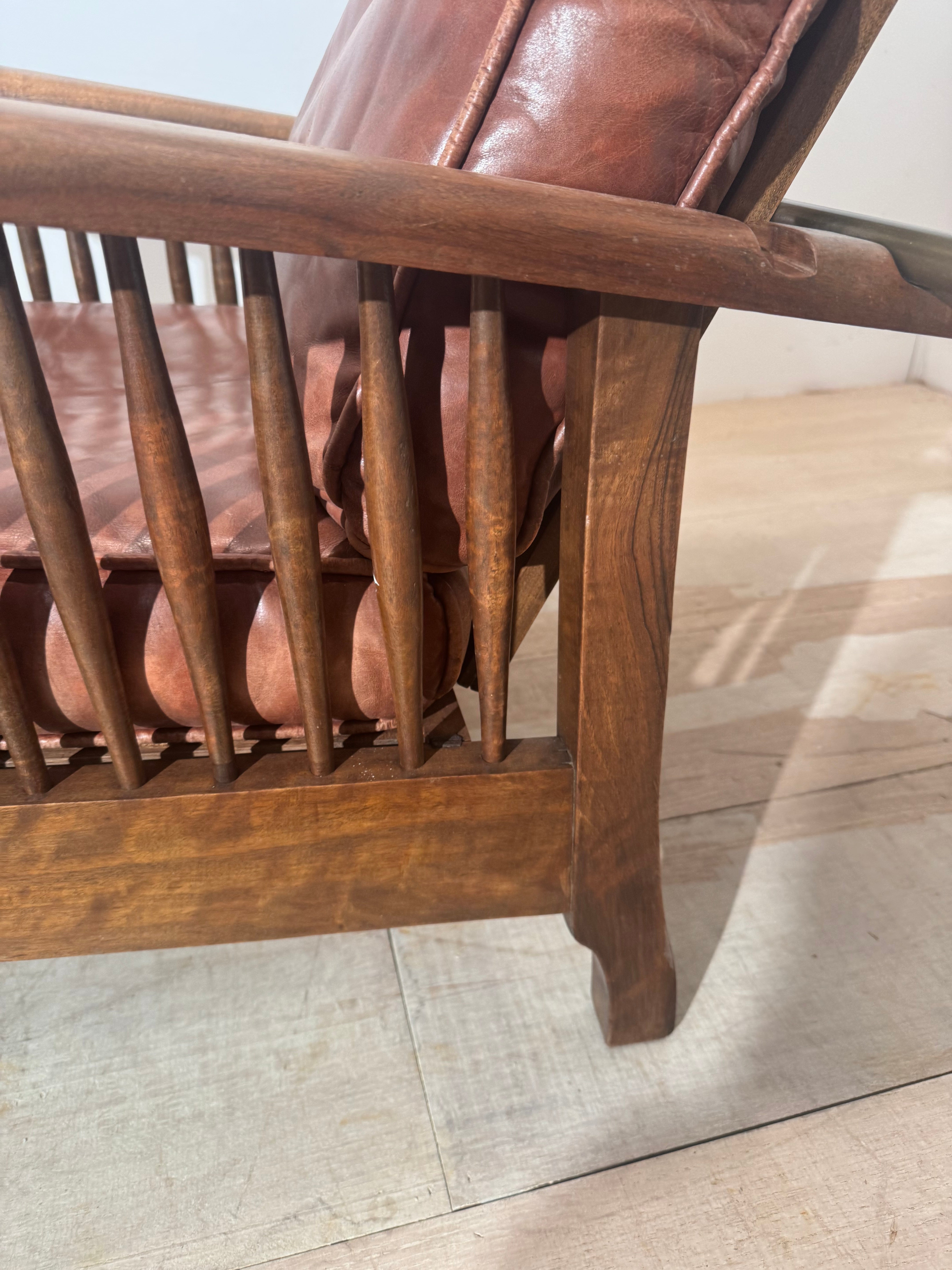 Pair of Vintage Walnut Chairs with original leather cushions