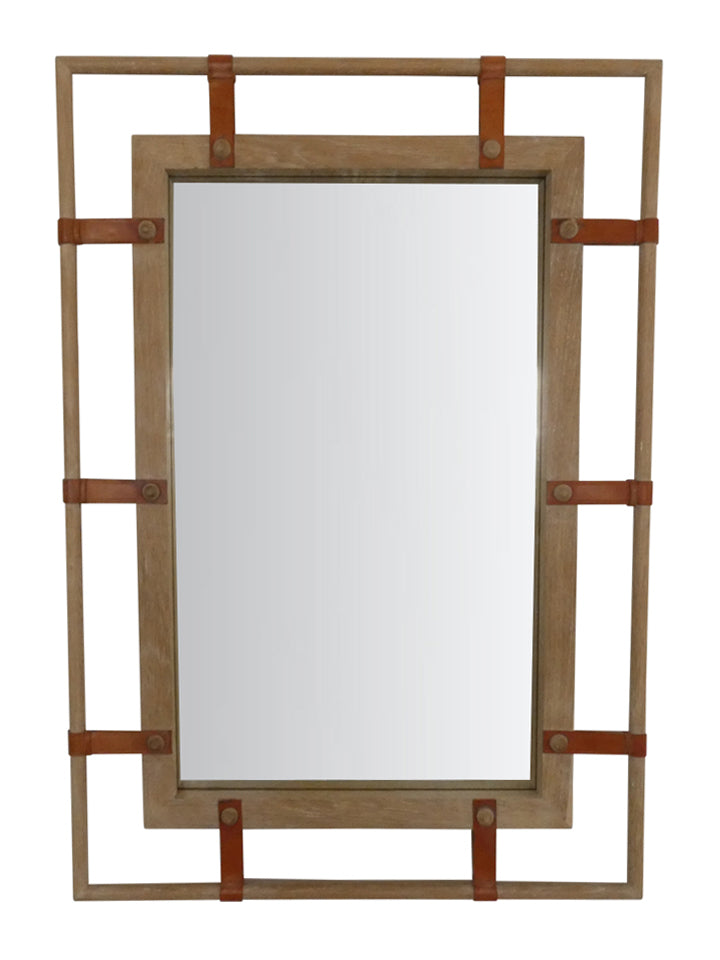 Lucca Studio Donovan Oak and Saddle Leather Mirror