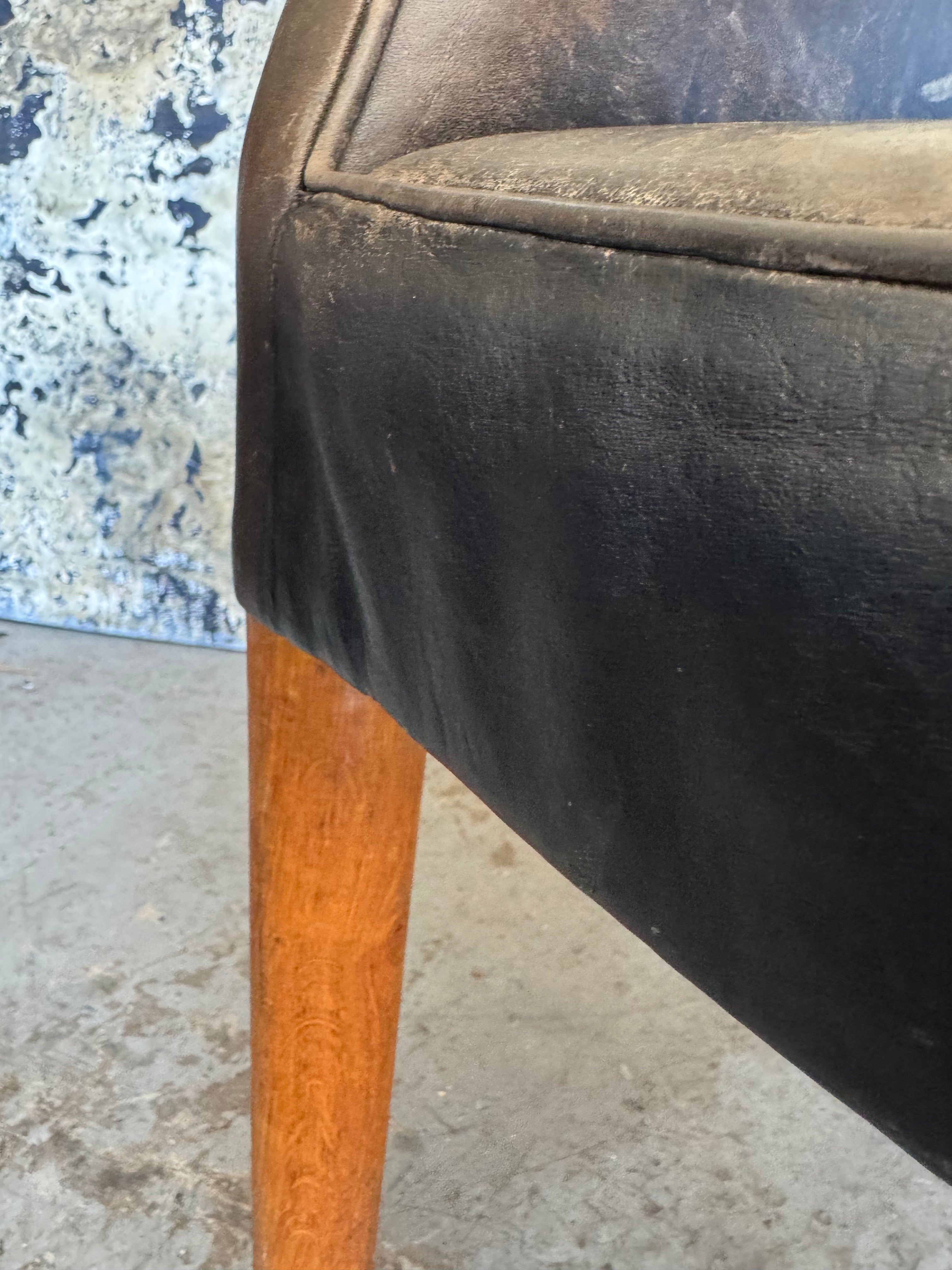 Single Danish Leather Arm Chair