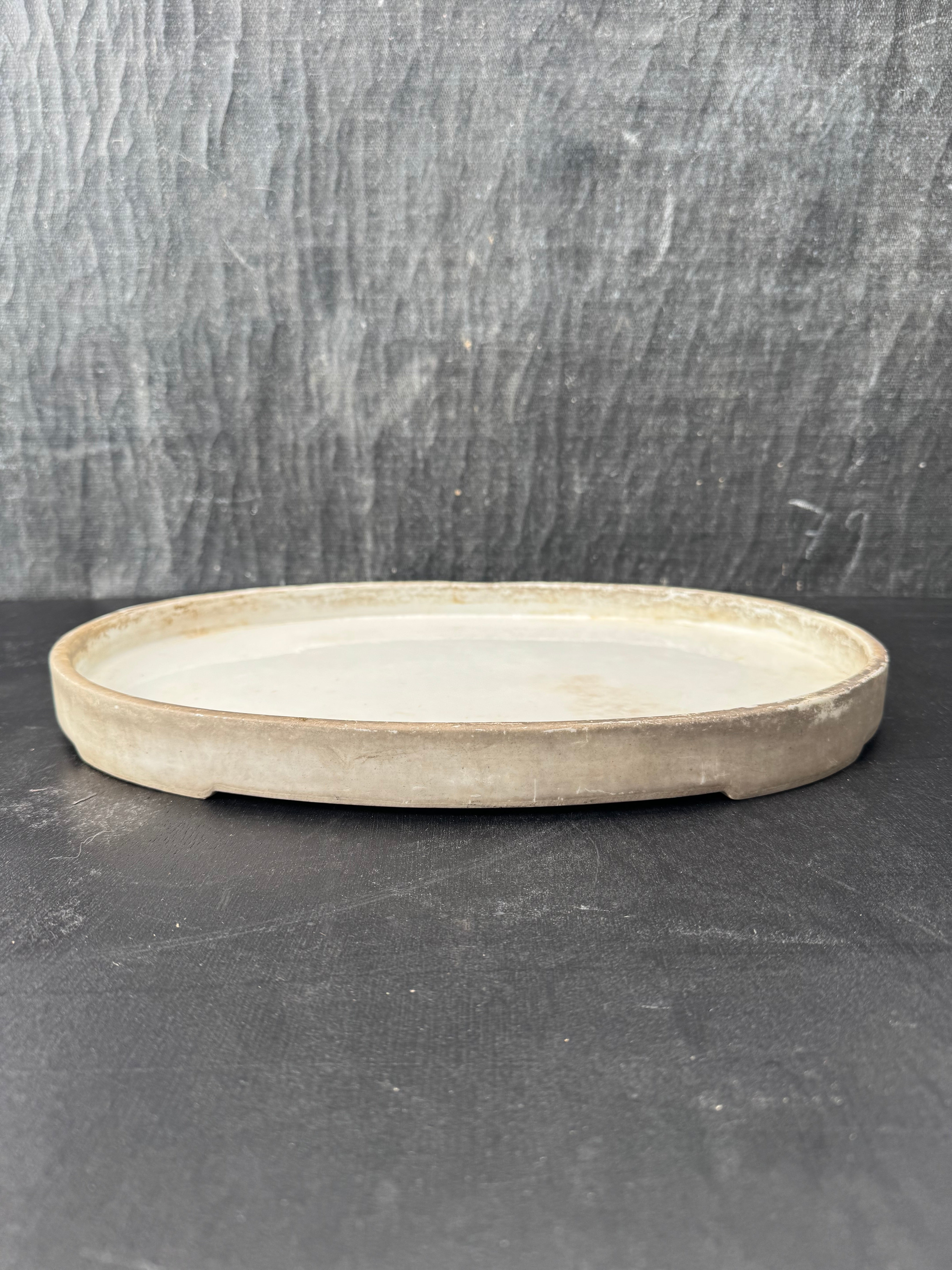 Vintage Japanese Ivory Color Glaze Ceramic Platter
