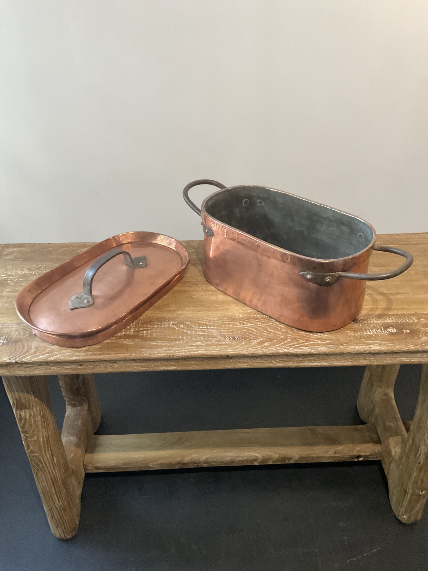 19th Century Large French Copper Stockpot with Top