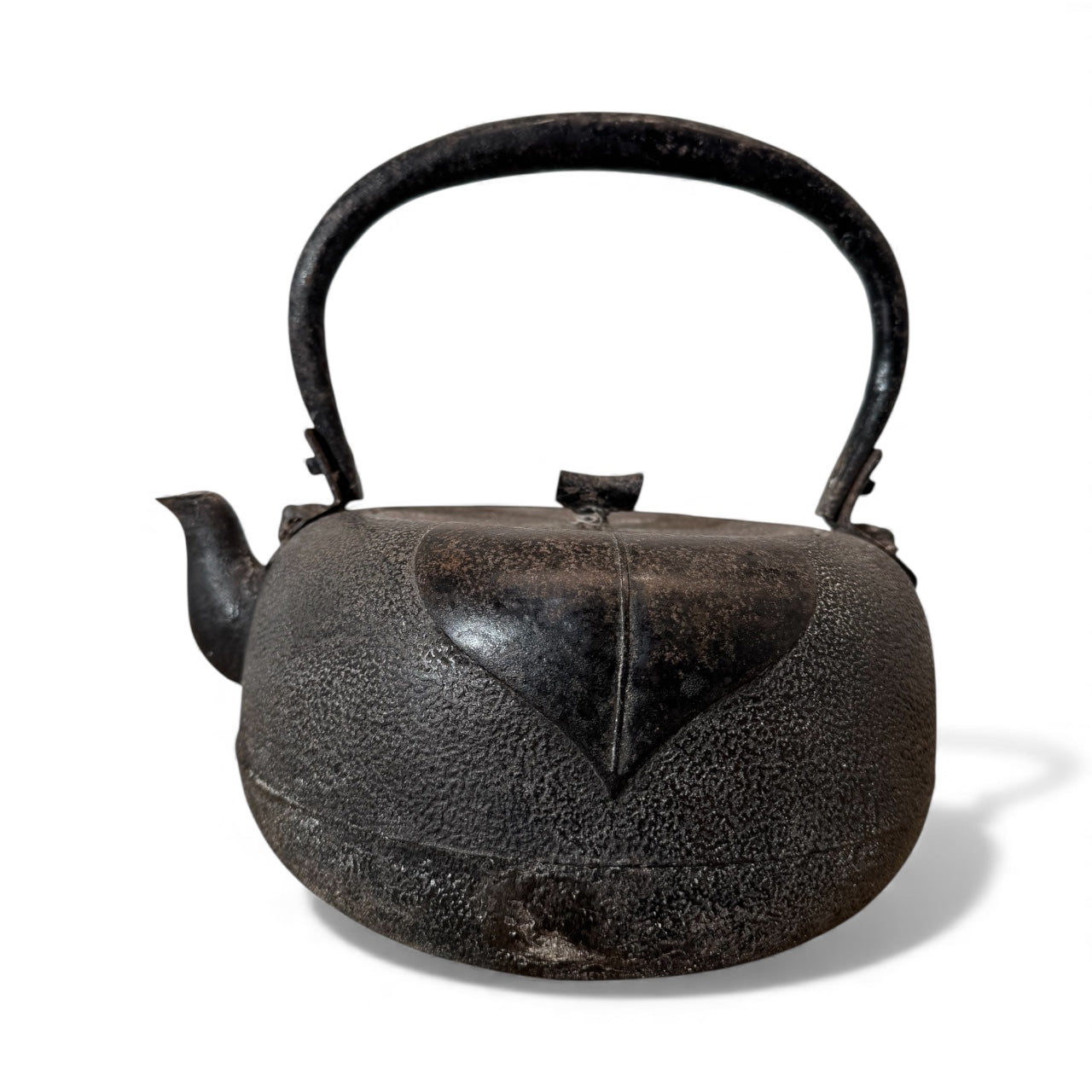 Antique Japanese Cast Iron Kettle With Bulbous Form