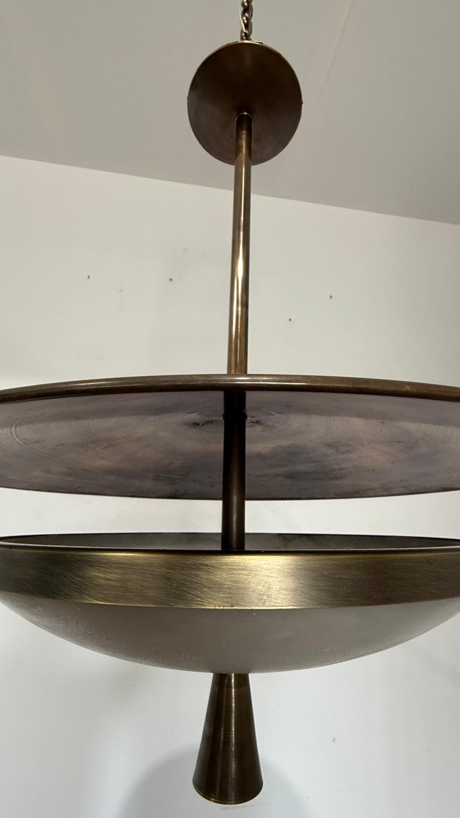 Limited Edition Antique Italian Alabaster and Modern Bronze Chandelier