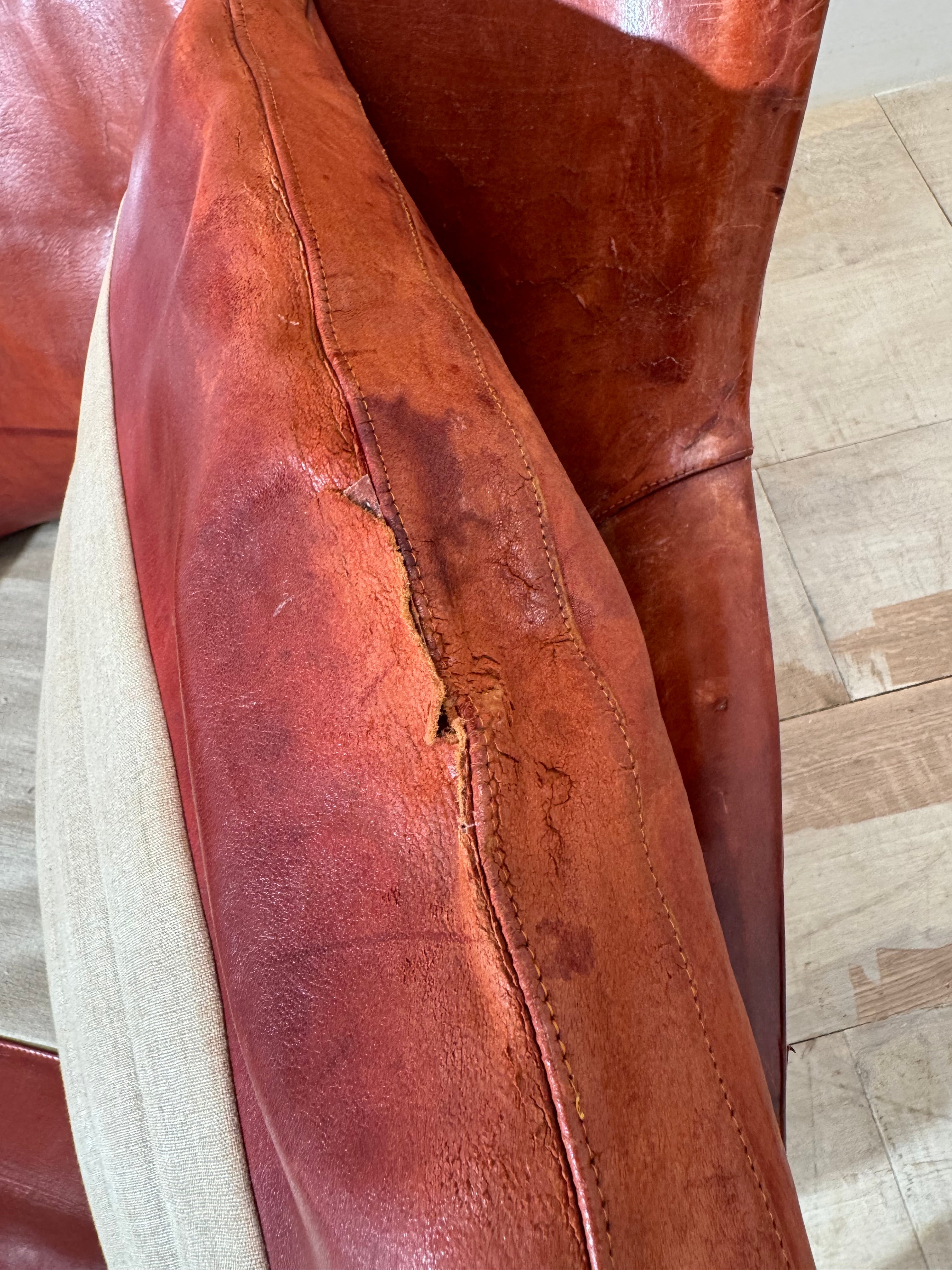 Original Vintage Arne Vodder Danish Leather Chair in Scruffy Condition