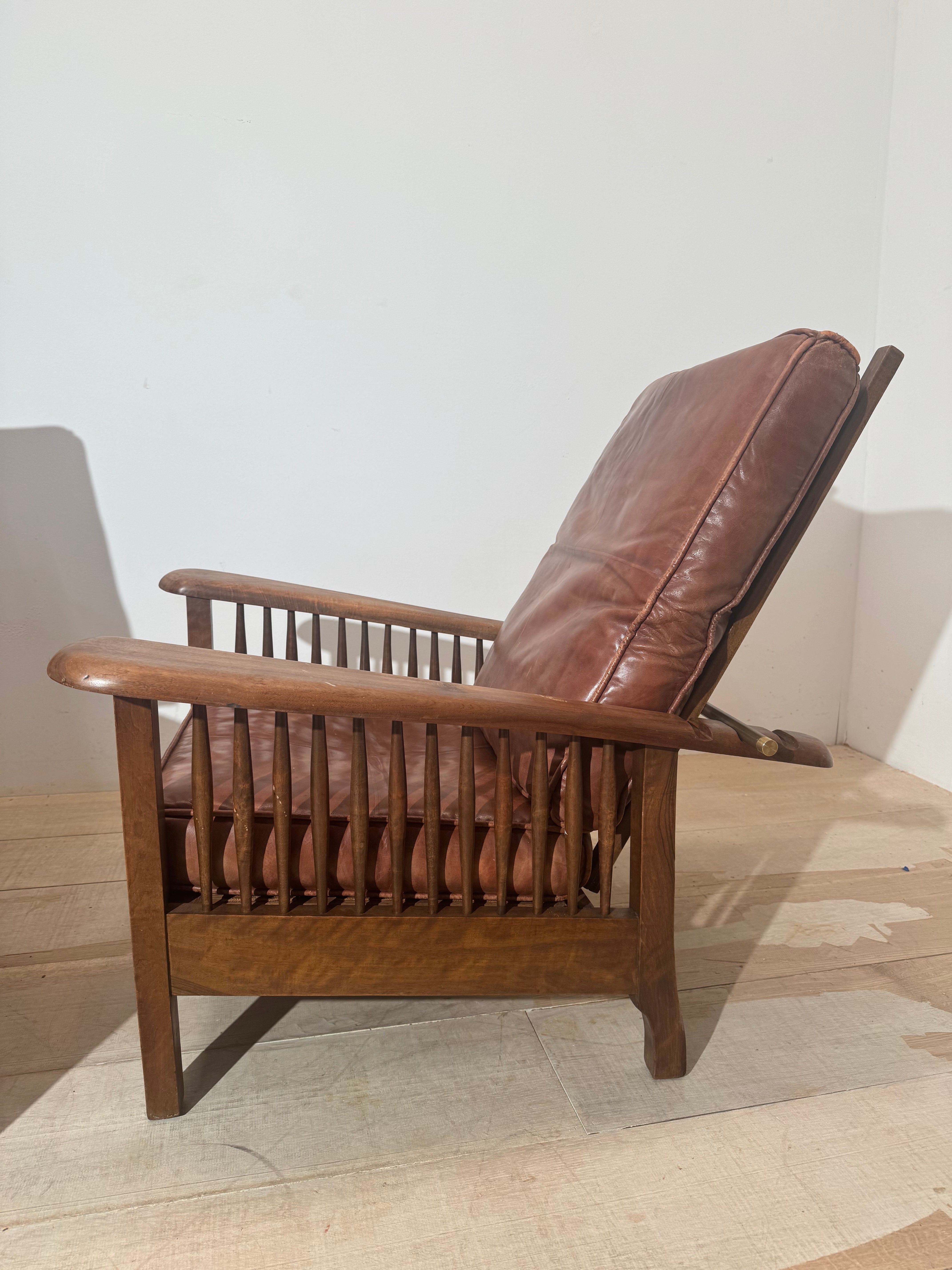 Pair of Vintage Walnut Chairs with original leather cushions