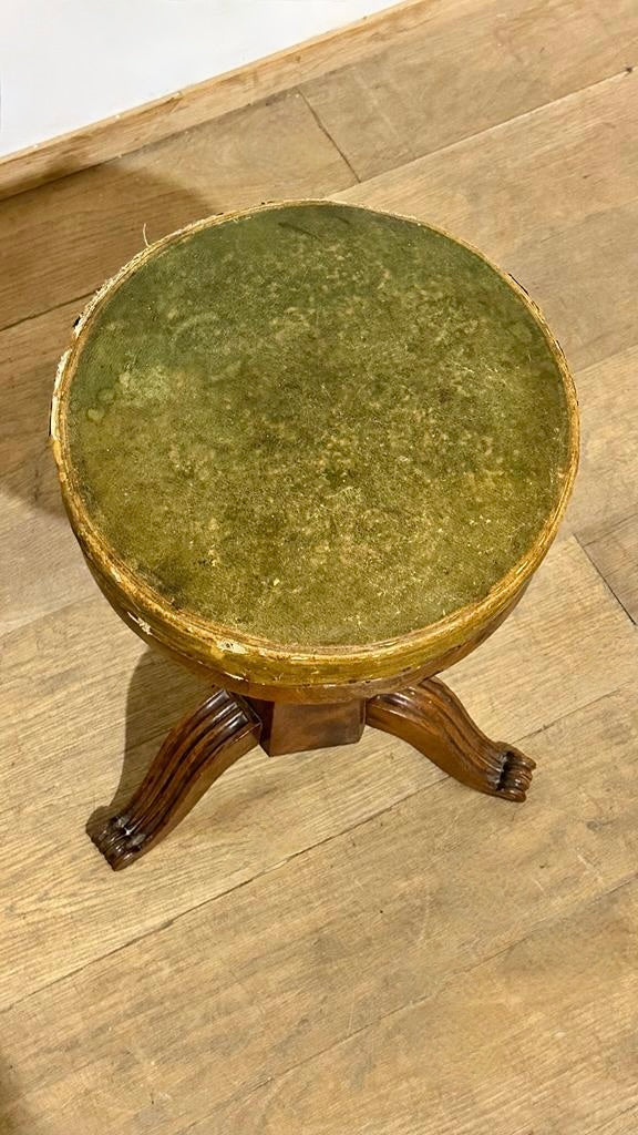 French Art Deco Leather Stool