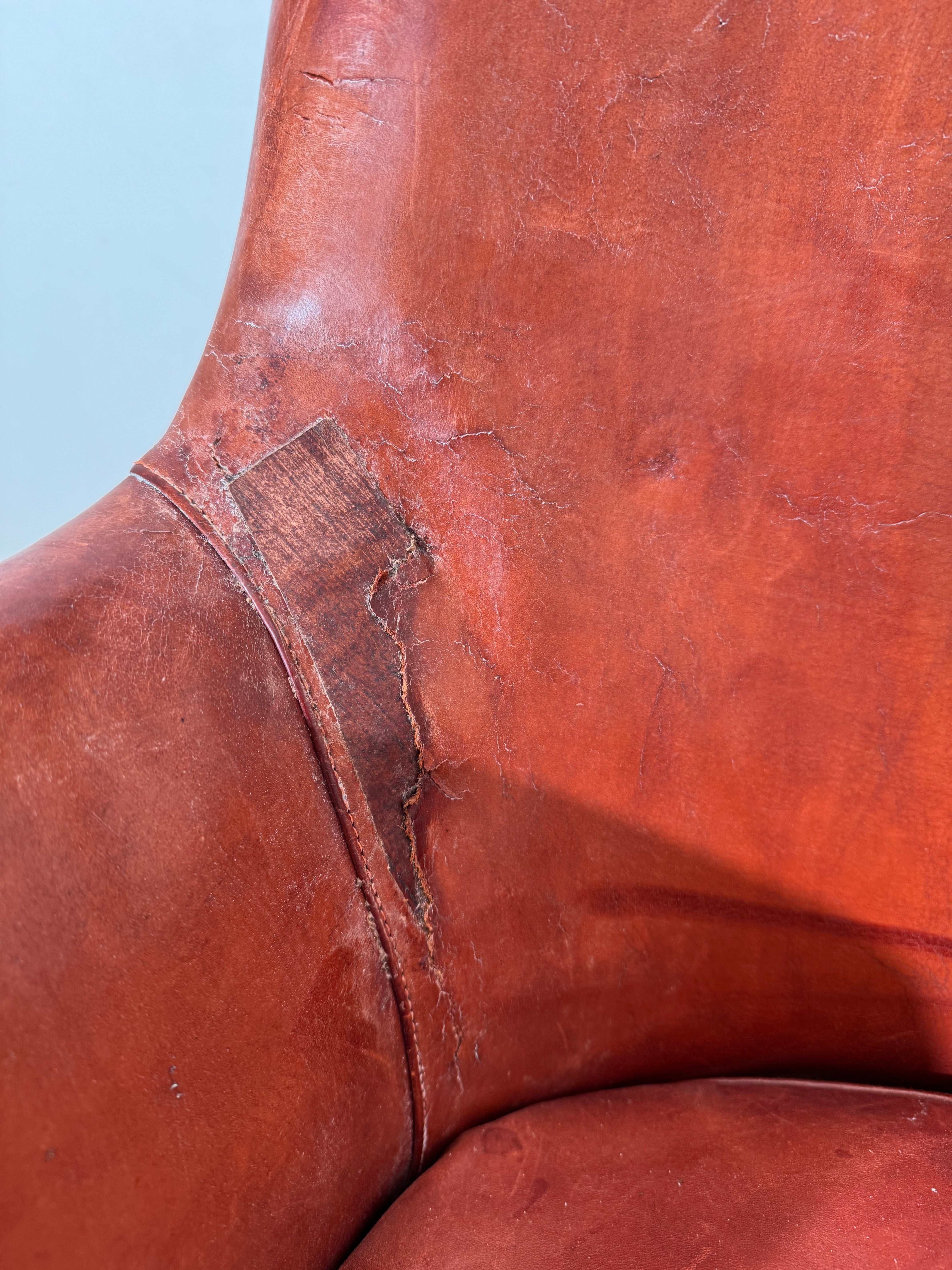 Original Vintage Arne Vodder Danish Leather Chair in Scruffy Condition