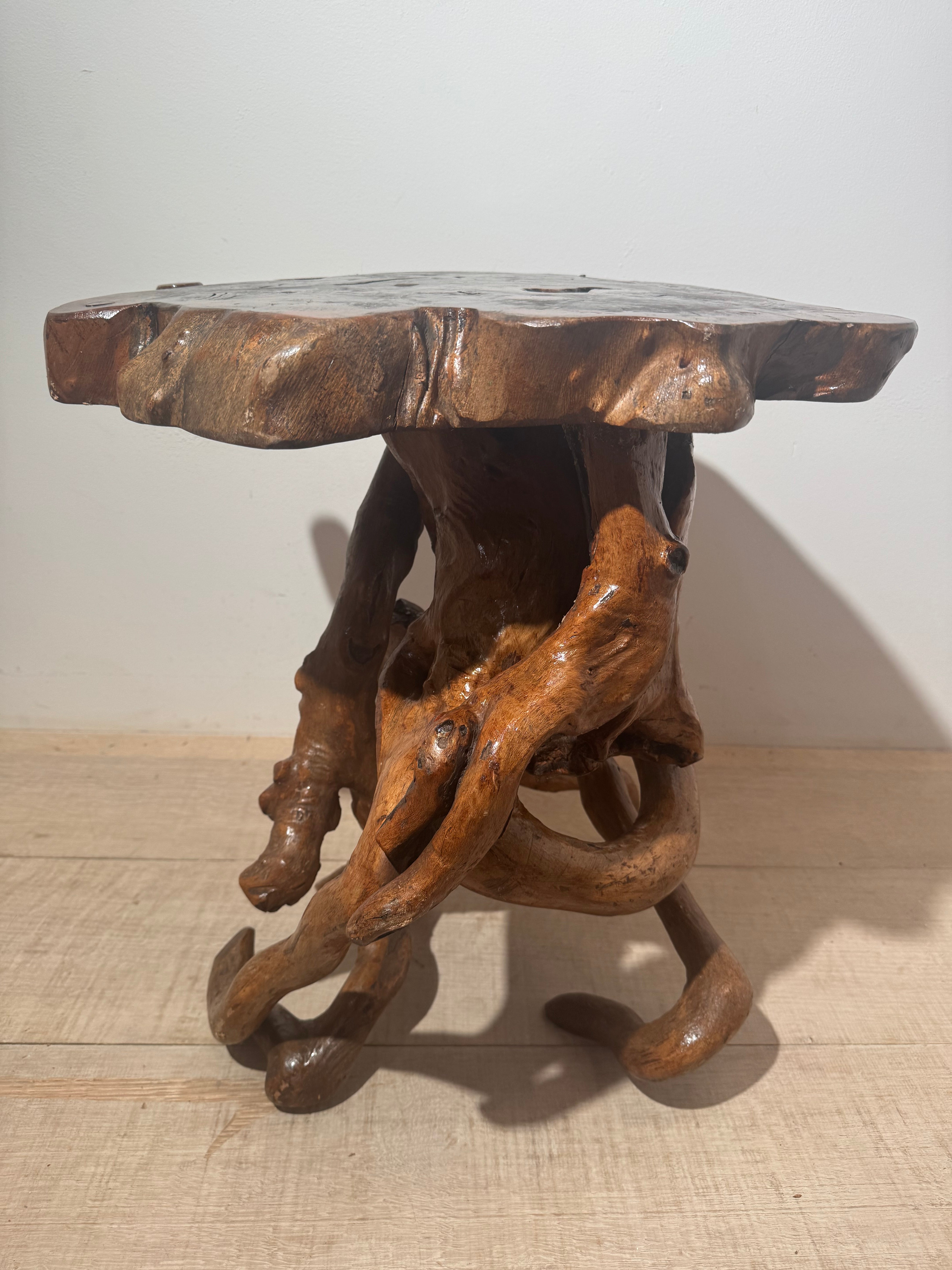 French Vintage Burl Root Side Table