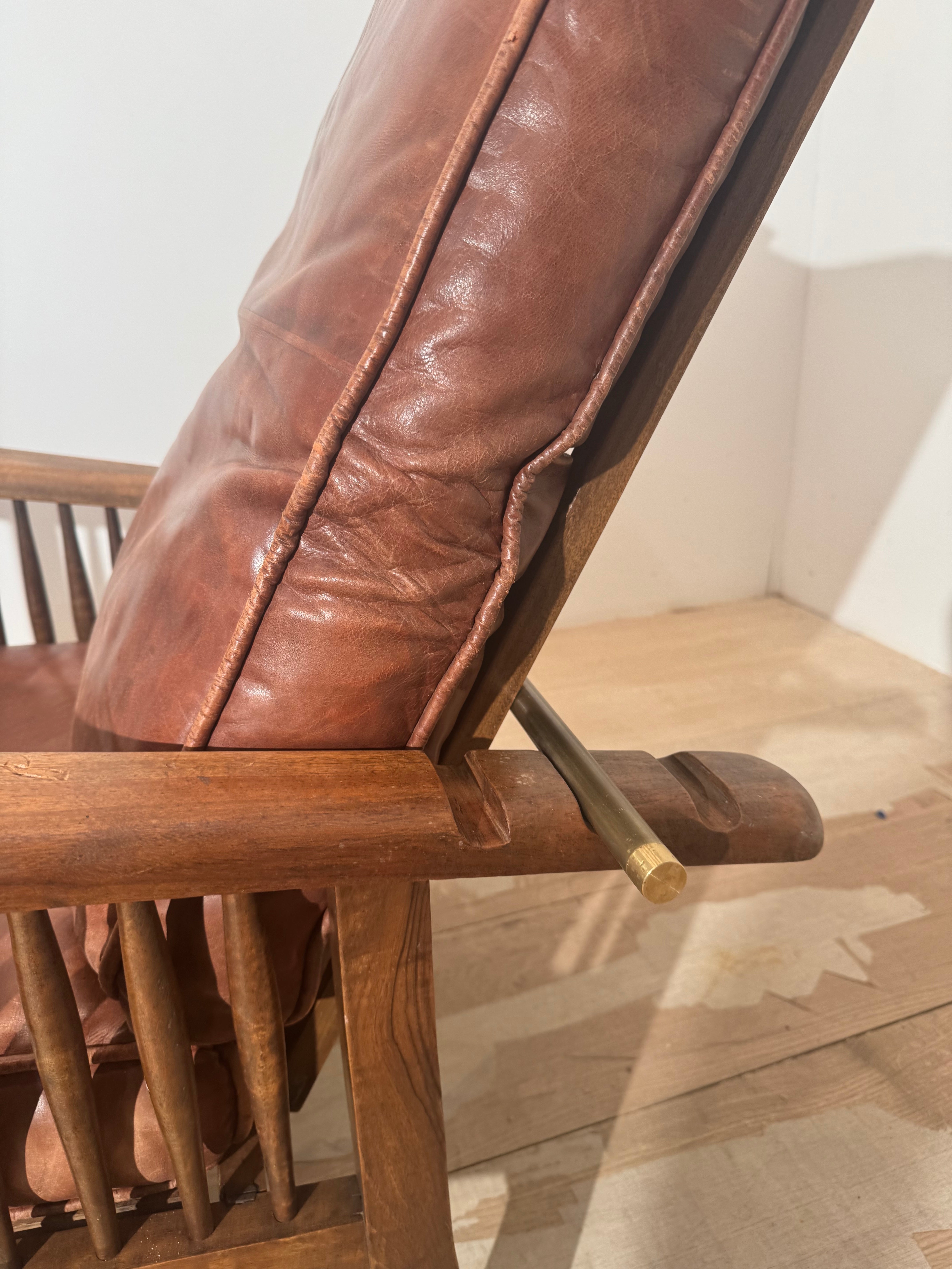 Pair of Vintage Walnut Chairs with original leather cushions