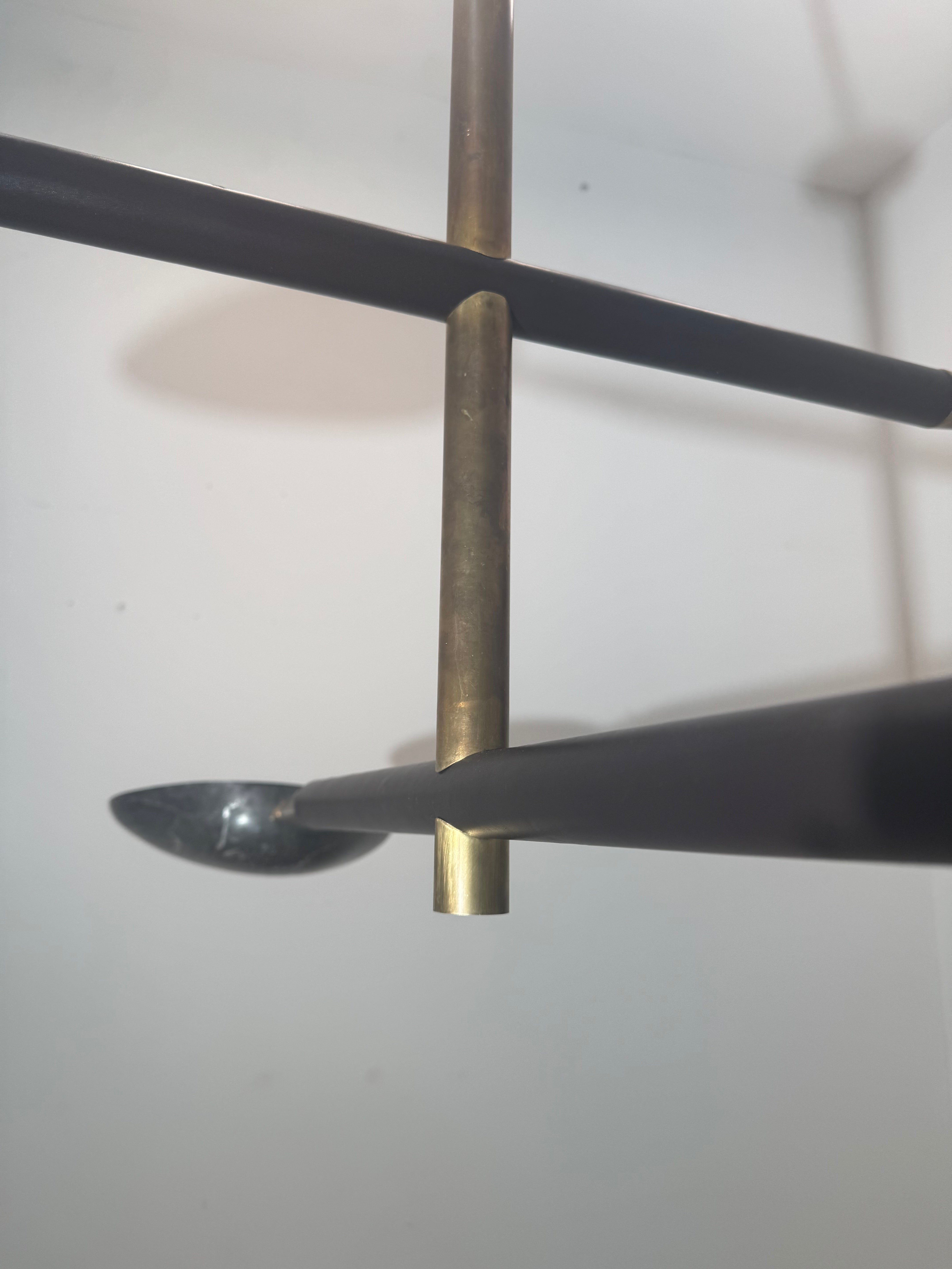 Lucca Studio Renata Chandelier in Leather & Bronze