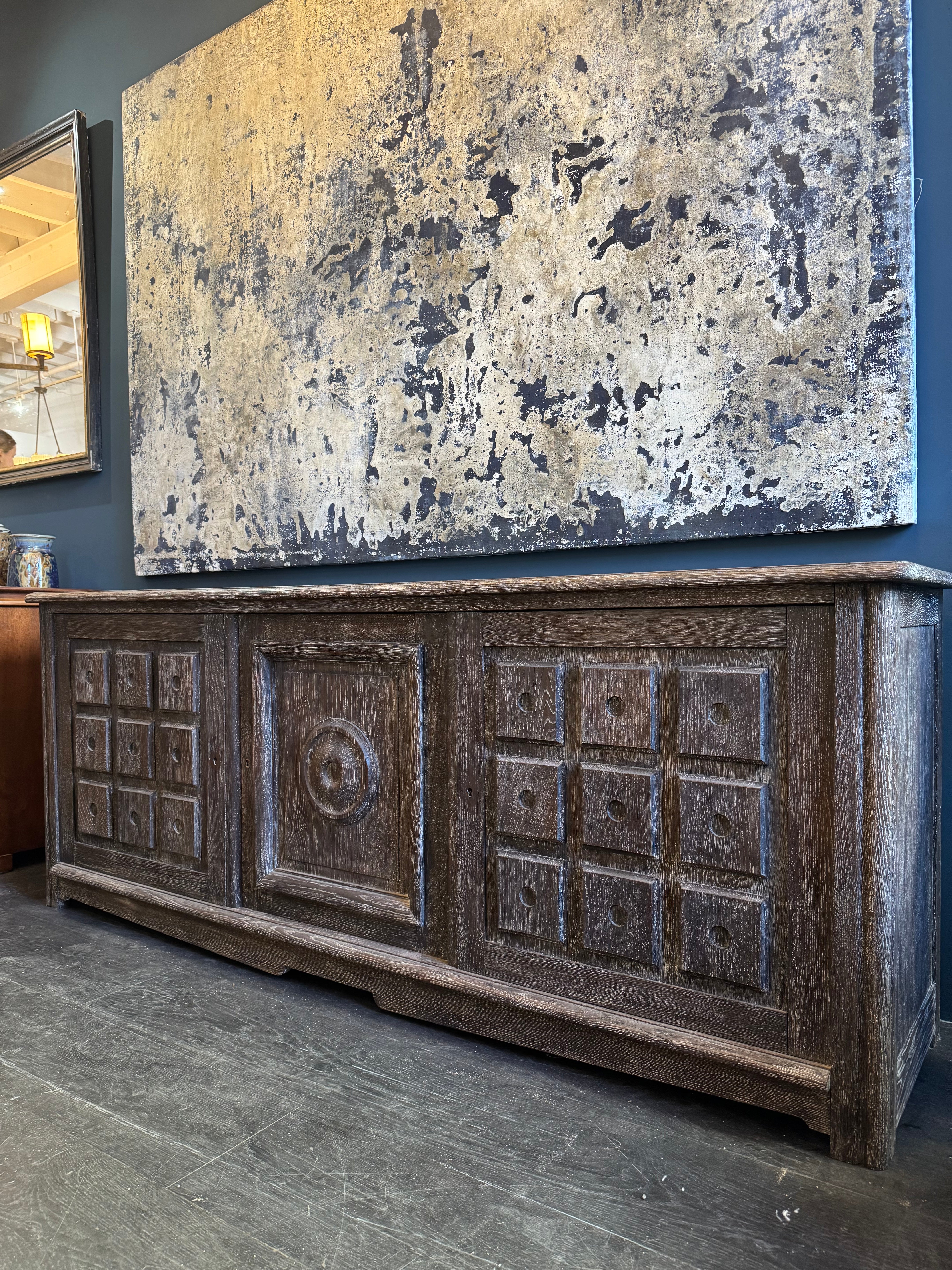 French 1940's Grey Cerused Oak Sideboard