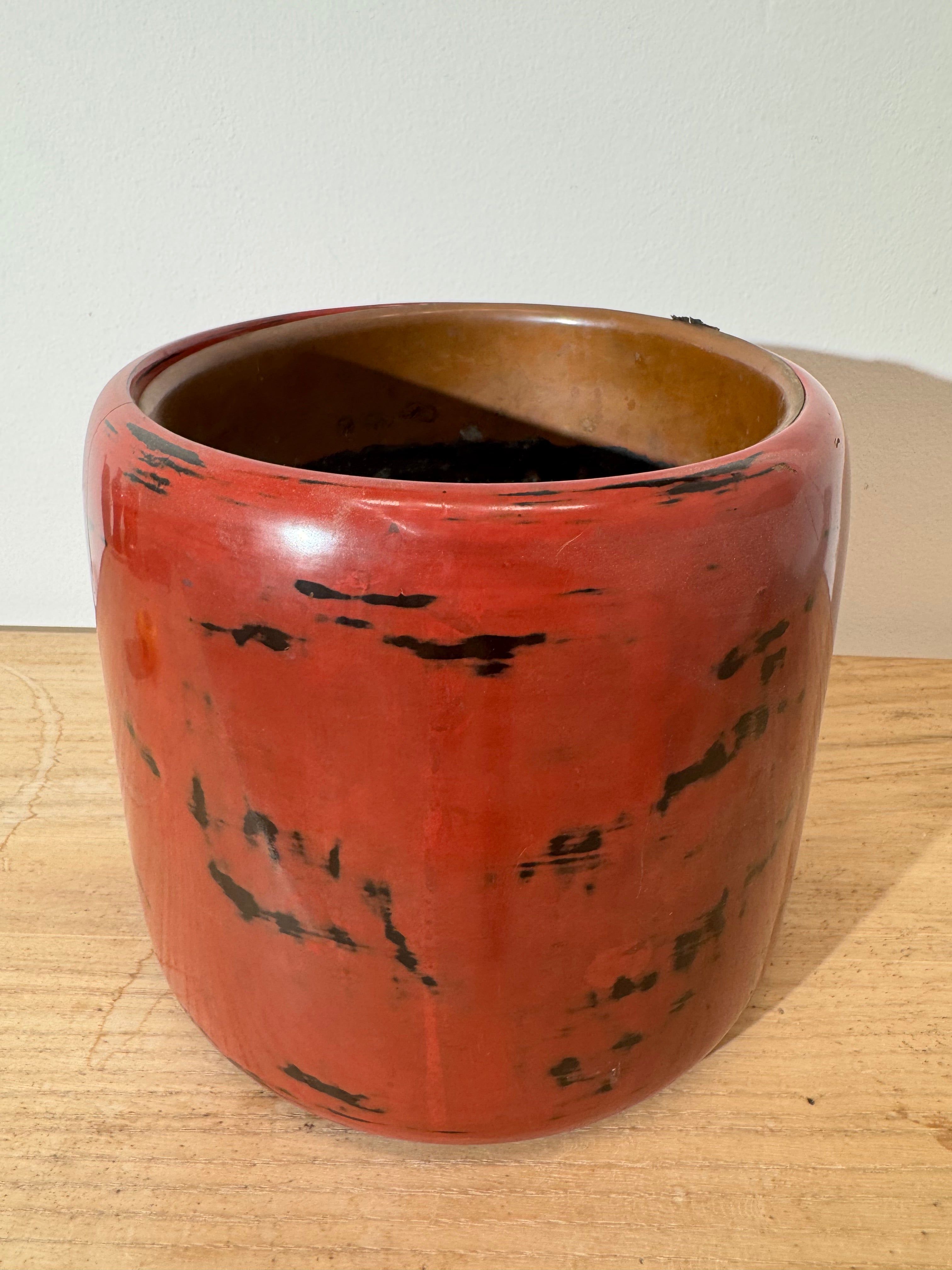 Vintage Japanese Red & Black Lacquerware Pot