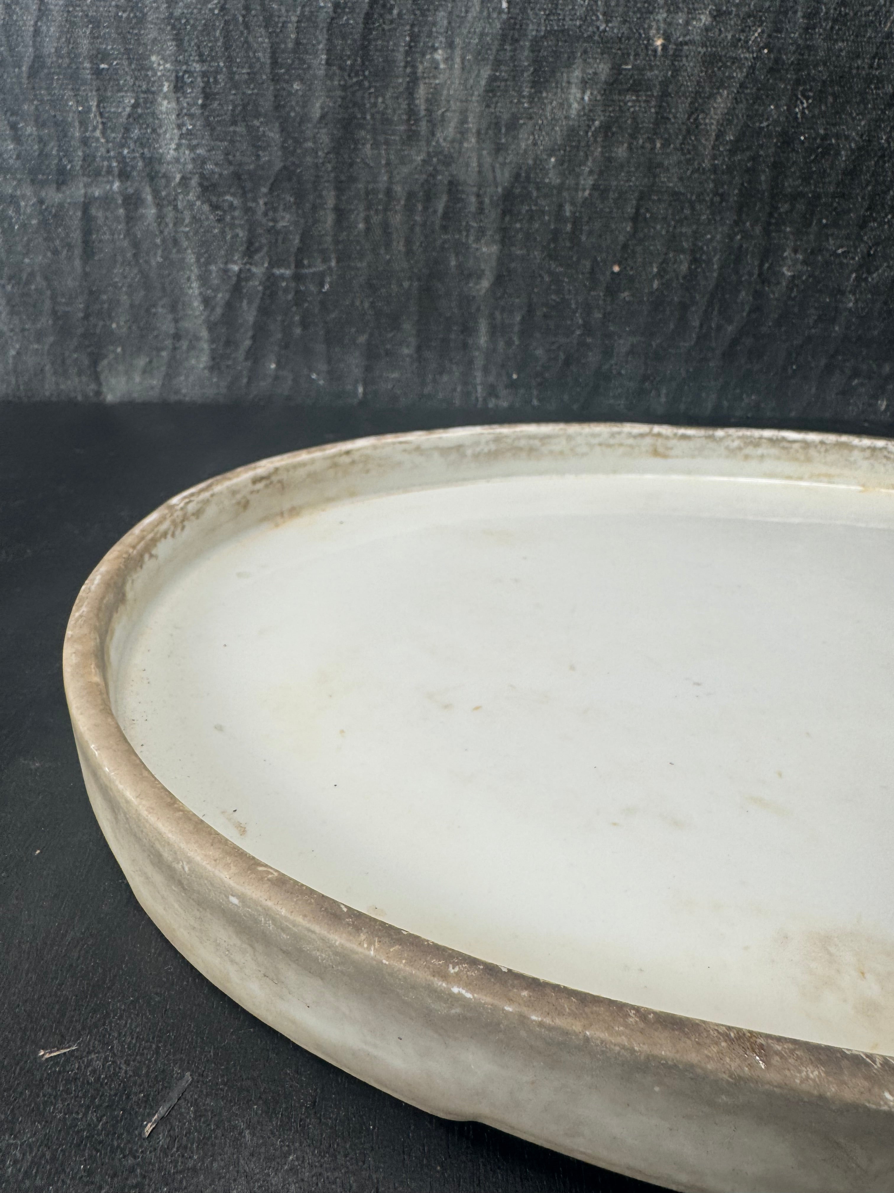 Vintage Japanese Ivory Color Glaze Ceramic Platter