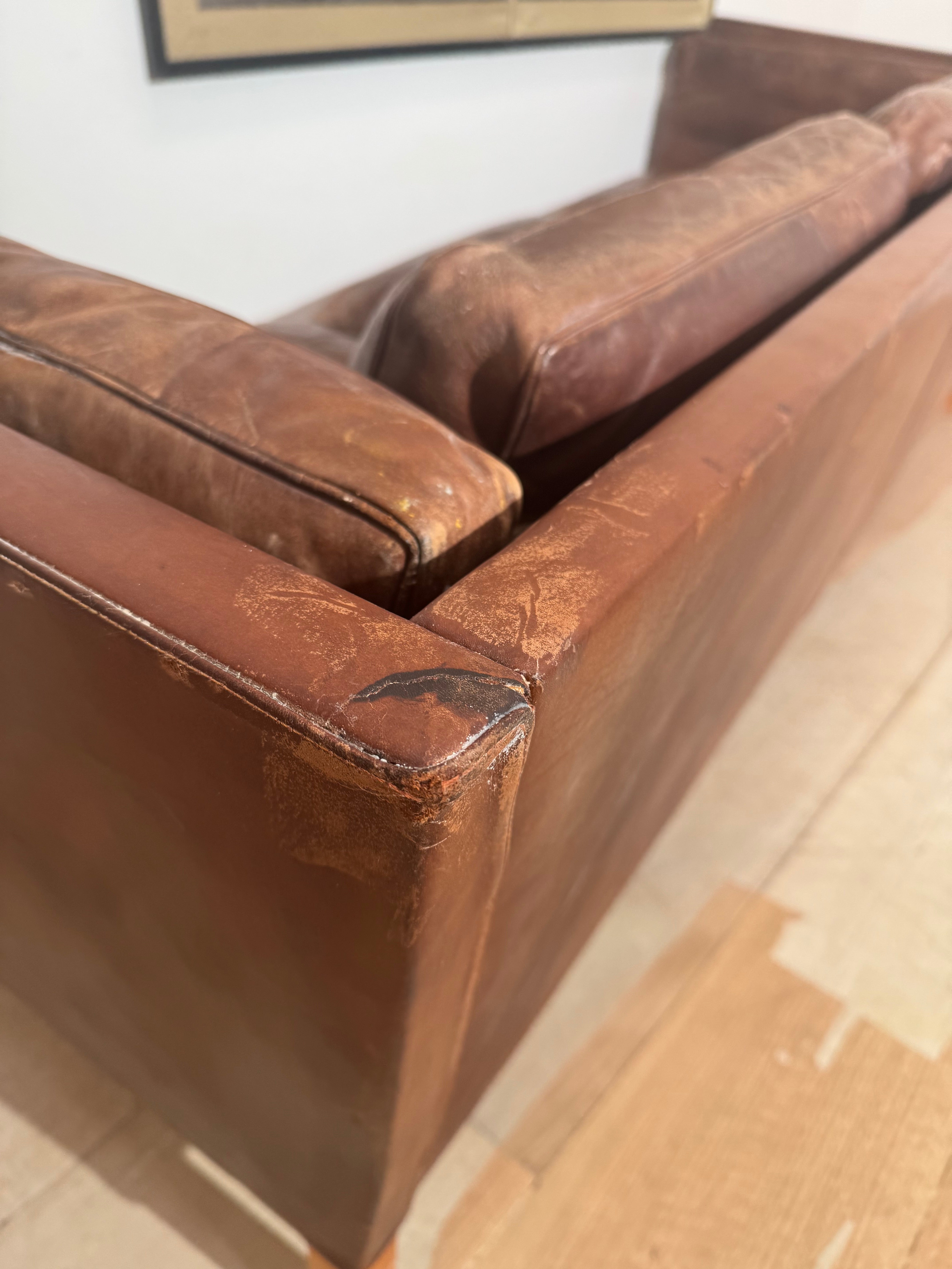 Danish Chocolate Brown Leather Sofa