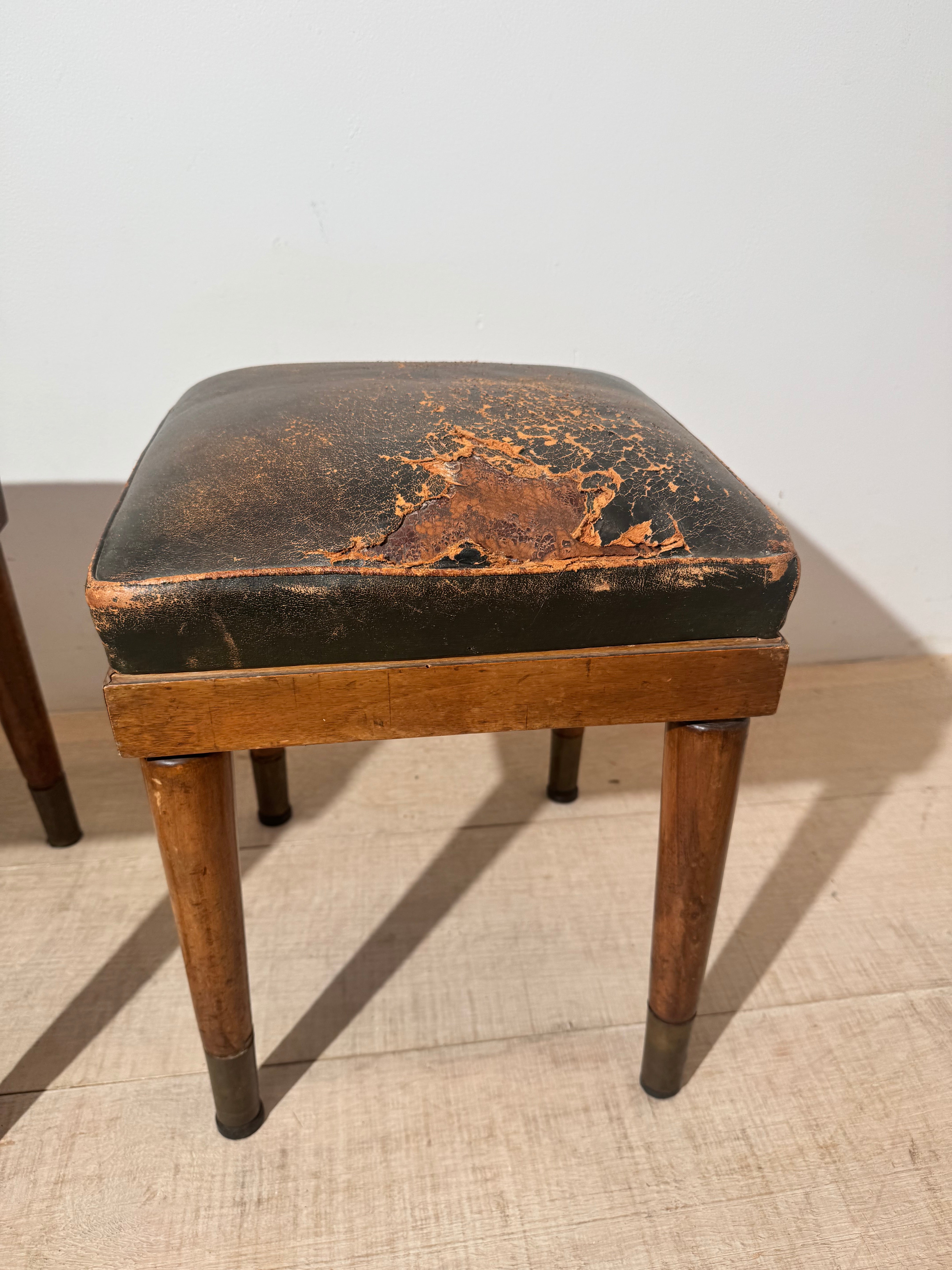 Stylish Pair of 19th century English leather benches