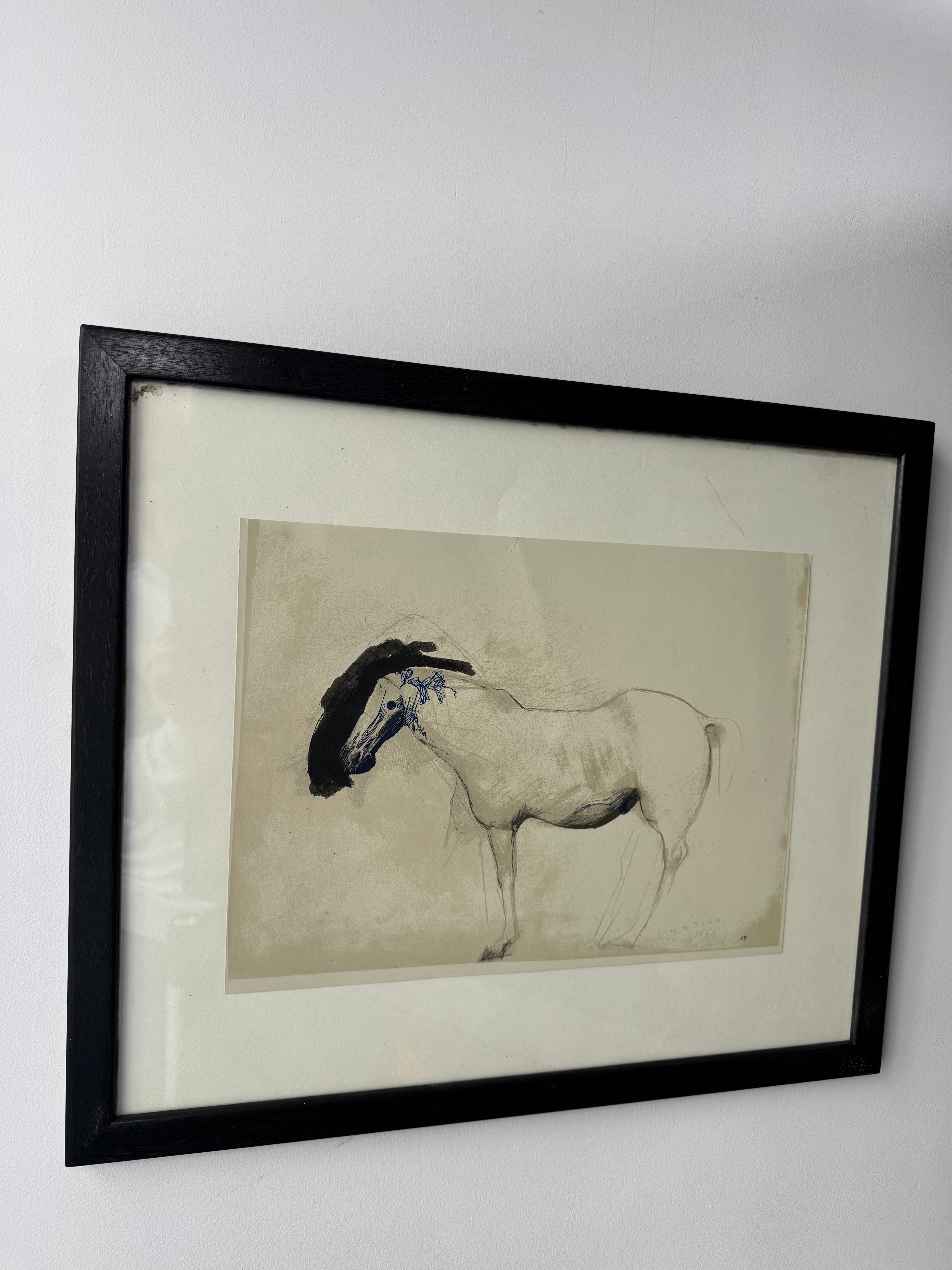 Vintage Italian Modernist Print of Horse