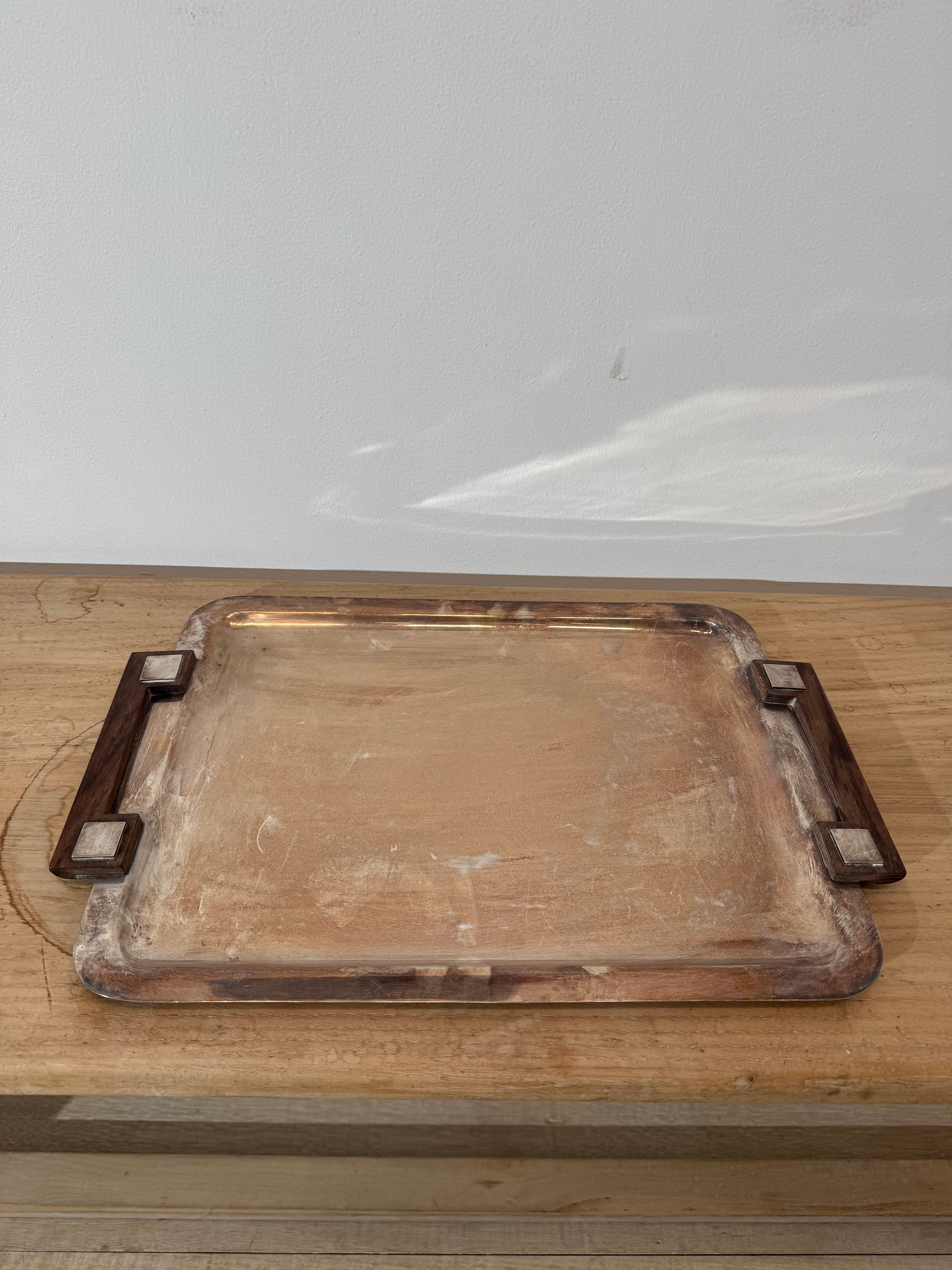 Vintage Christofle Silverplate & Wood Tray