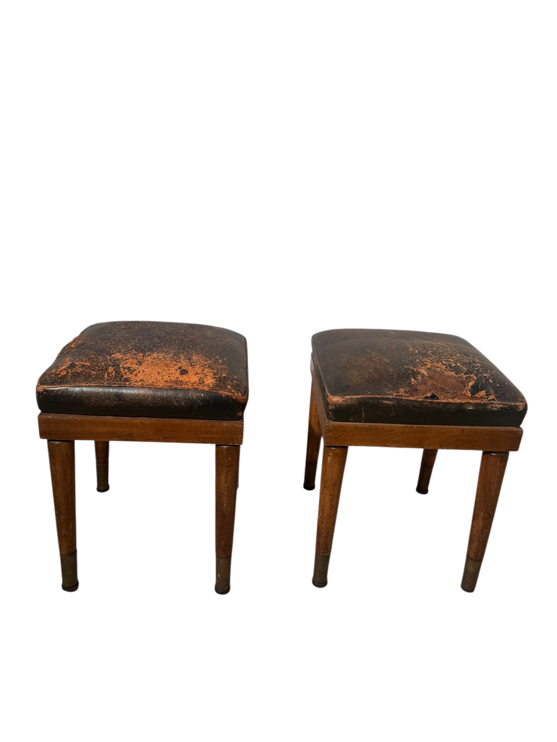 Stylish Pair of 19th century English leather benches