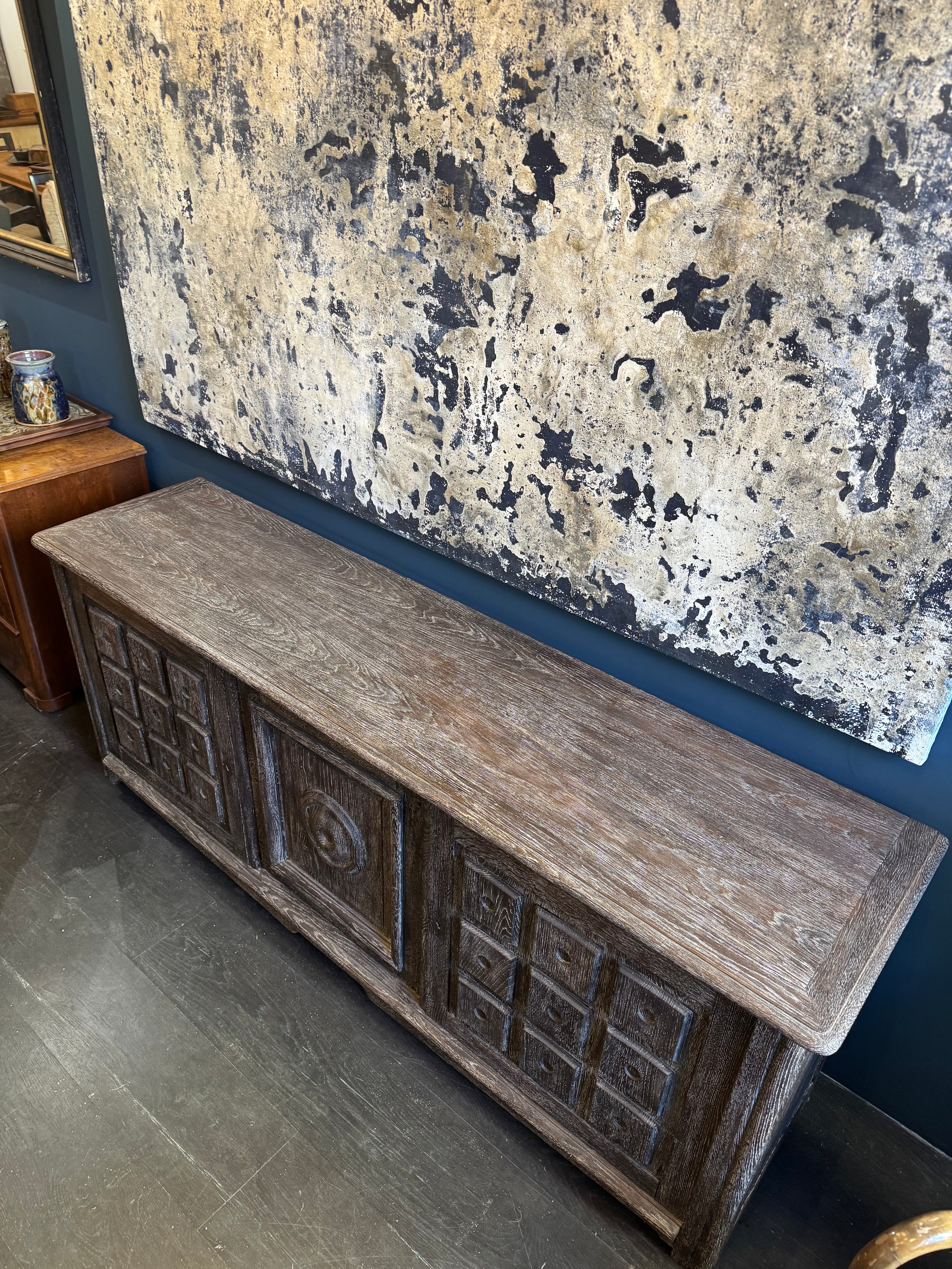 French 1940's Grey Cerused Oak Sideboard