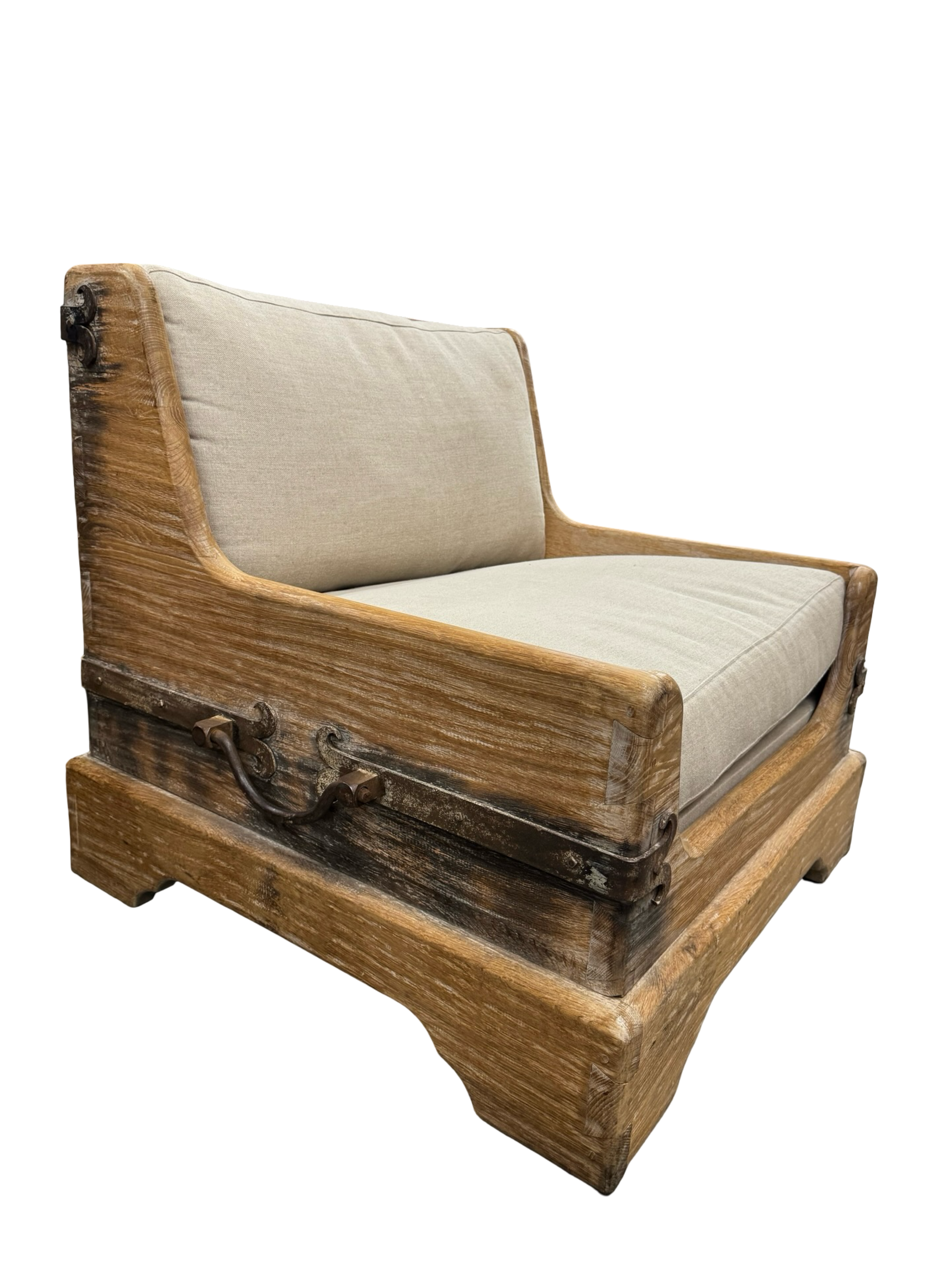 Exceptional Oak Upholstered Armchairs