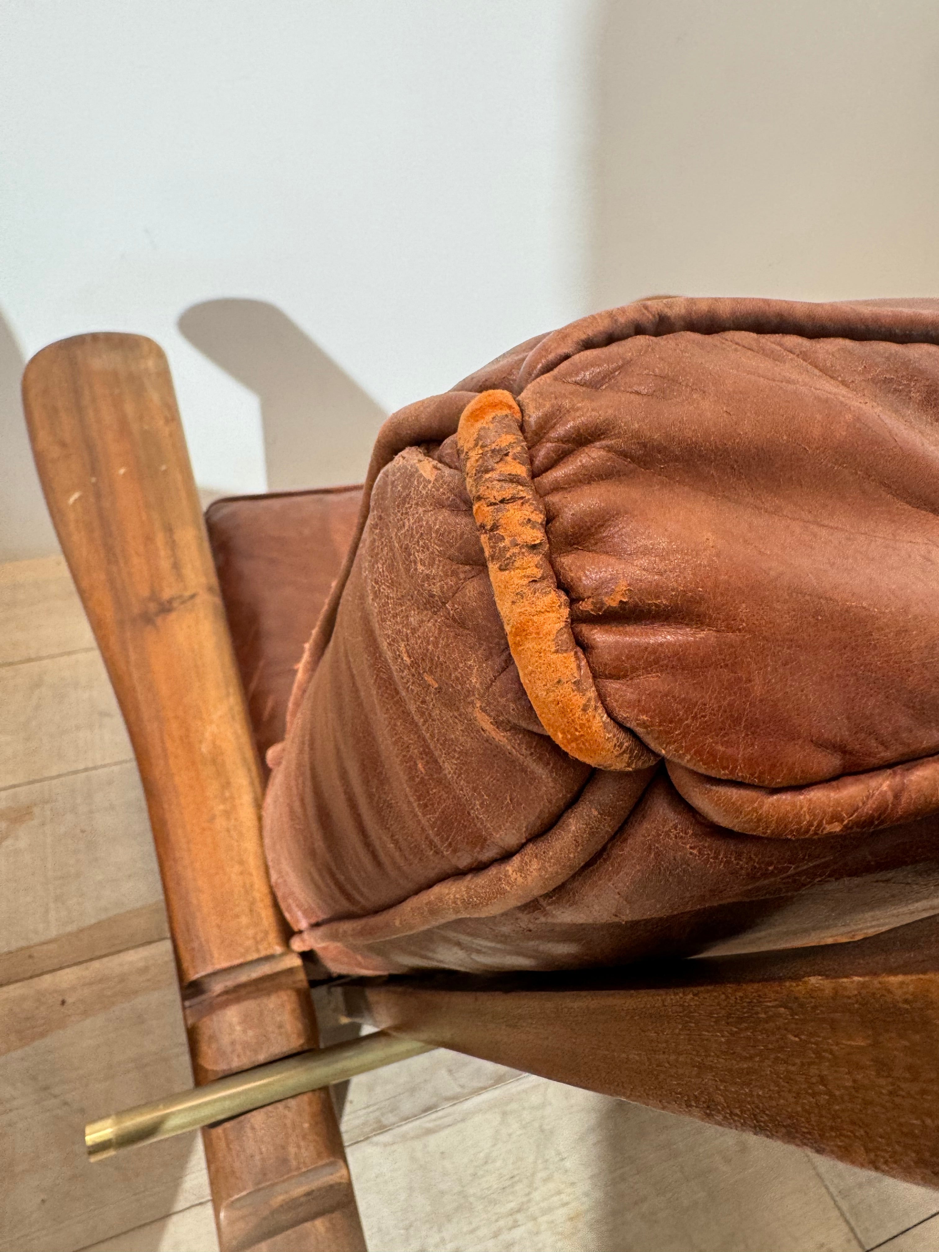 Pair of Vintage Walnut Chairs with original leather cushions