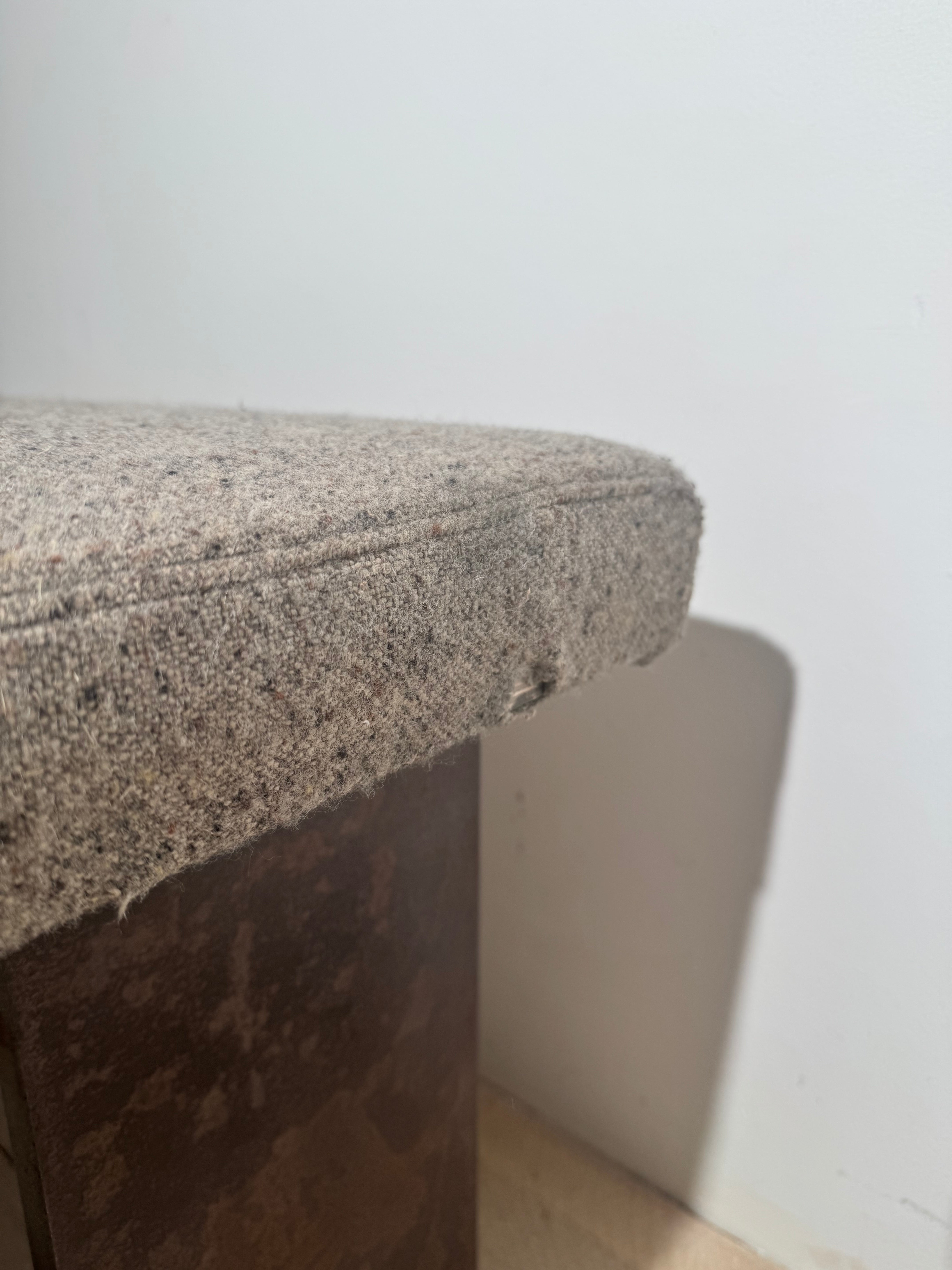 Massive One of Kind Steel, Bronze and Upholstered Bench