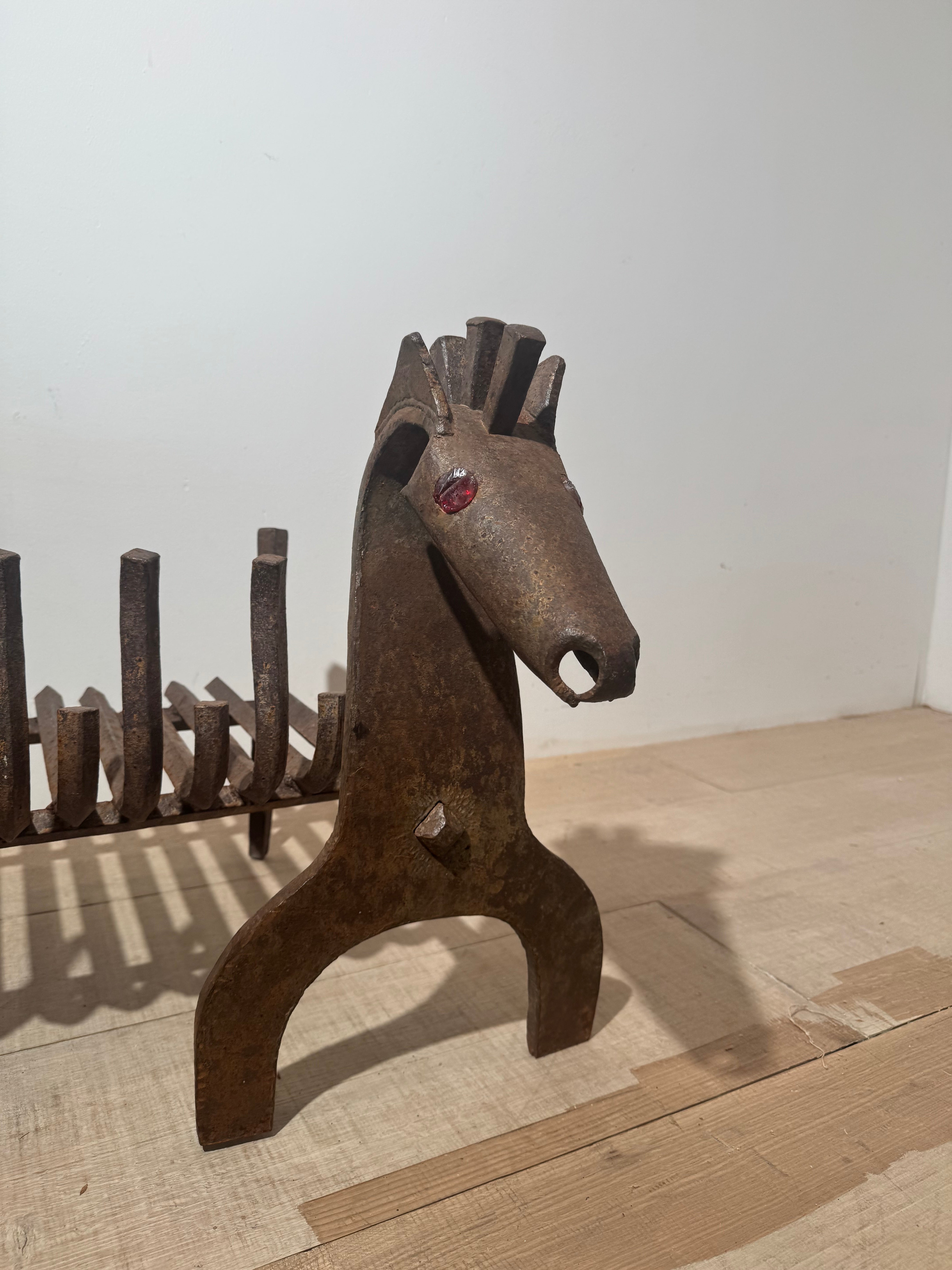 Impressive and Entirely Original French 1950's Fire "DOGS"