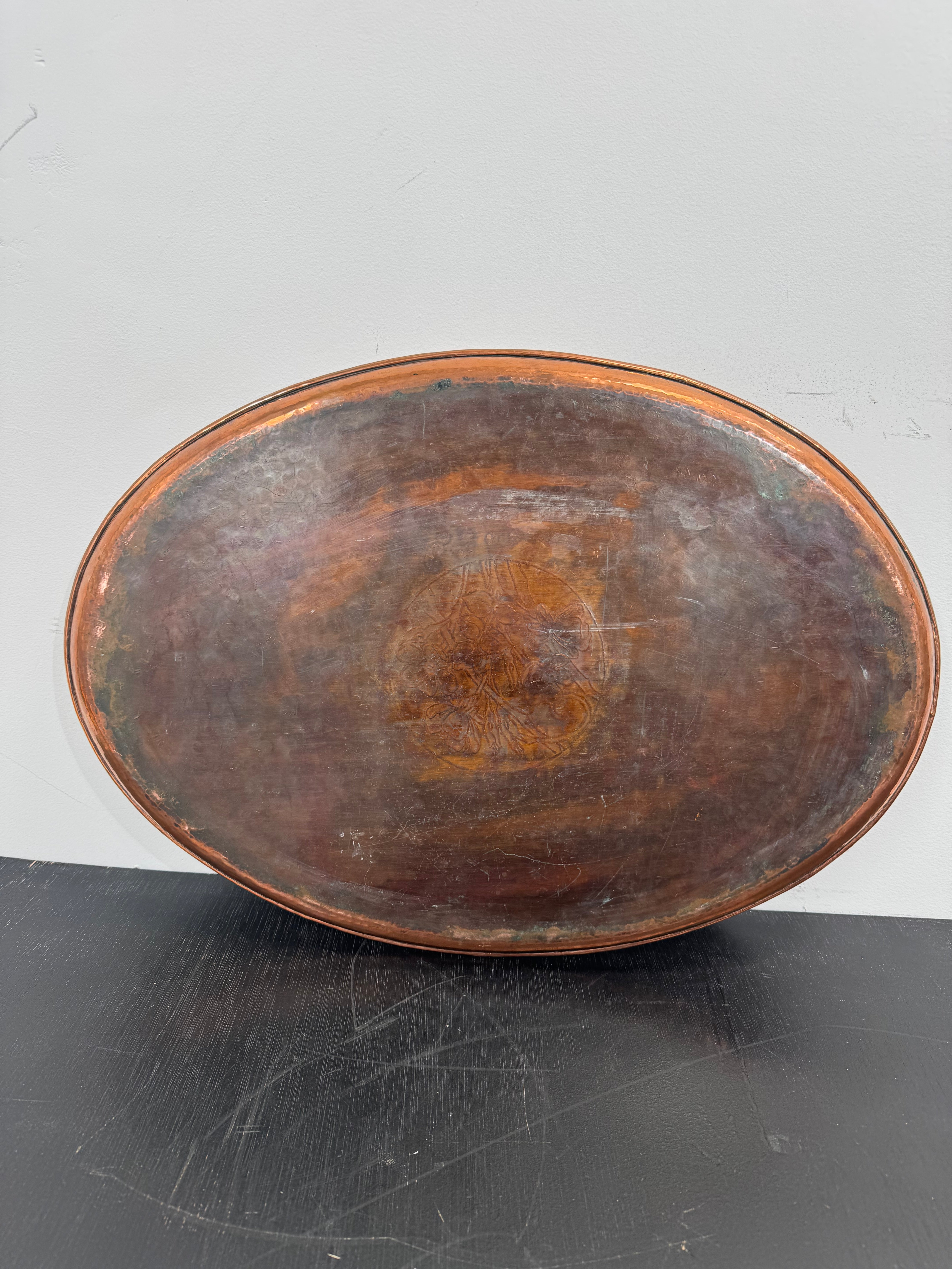 English Arts and Crafts Period Hugh Wallis Copper Serving Tray