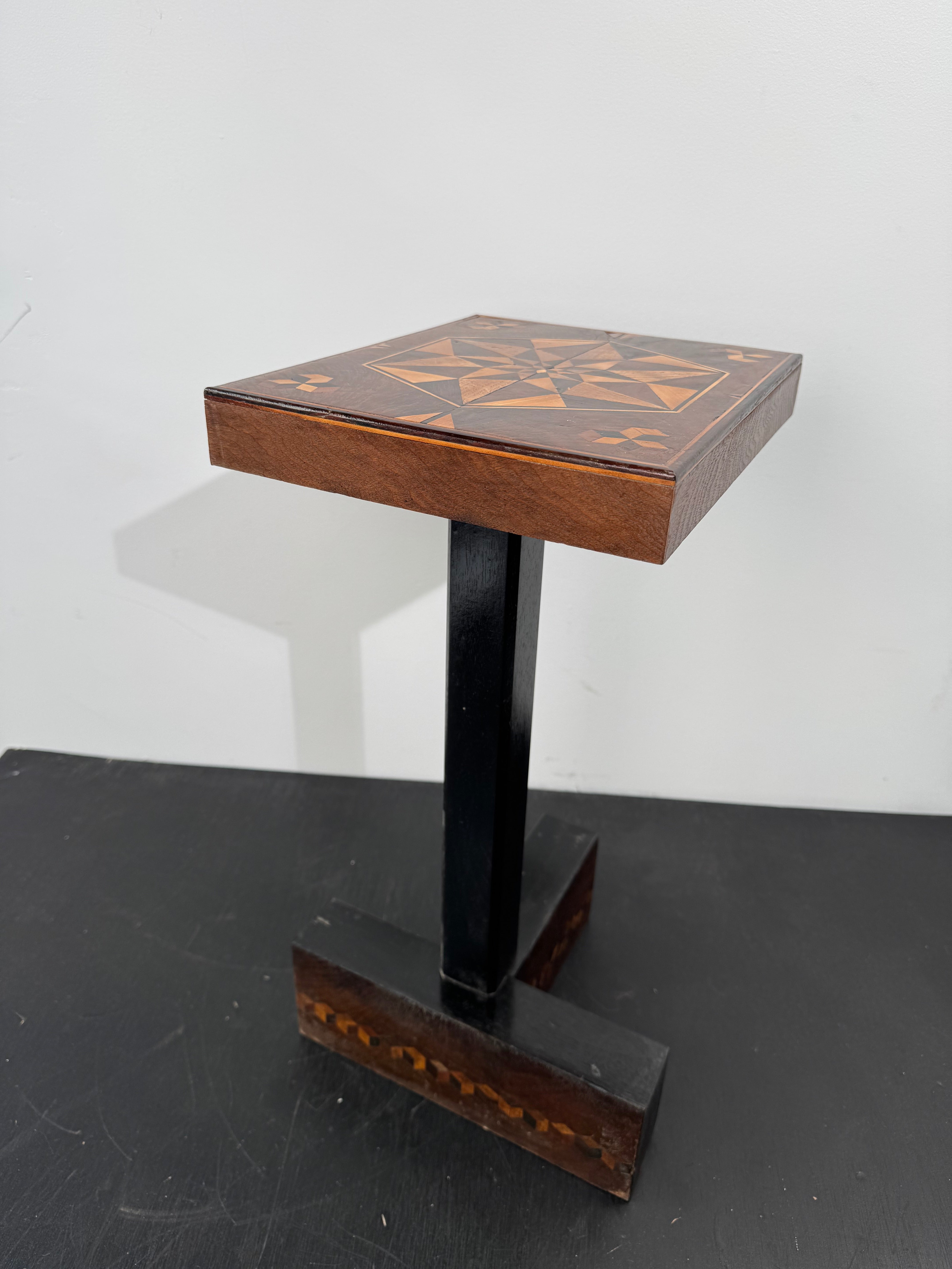 Limited Edition Walnut Inlaid Top and Base Side Table